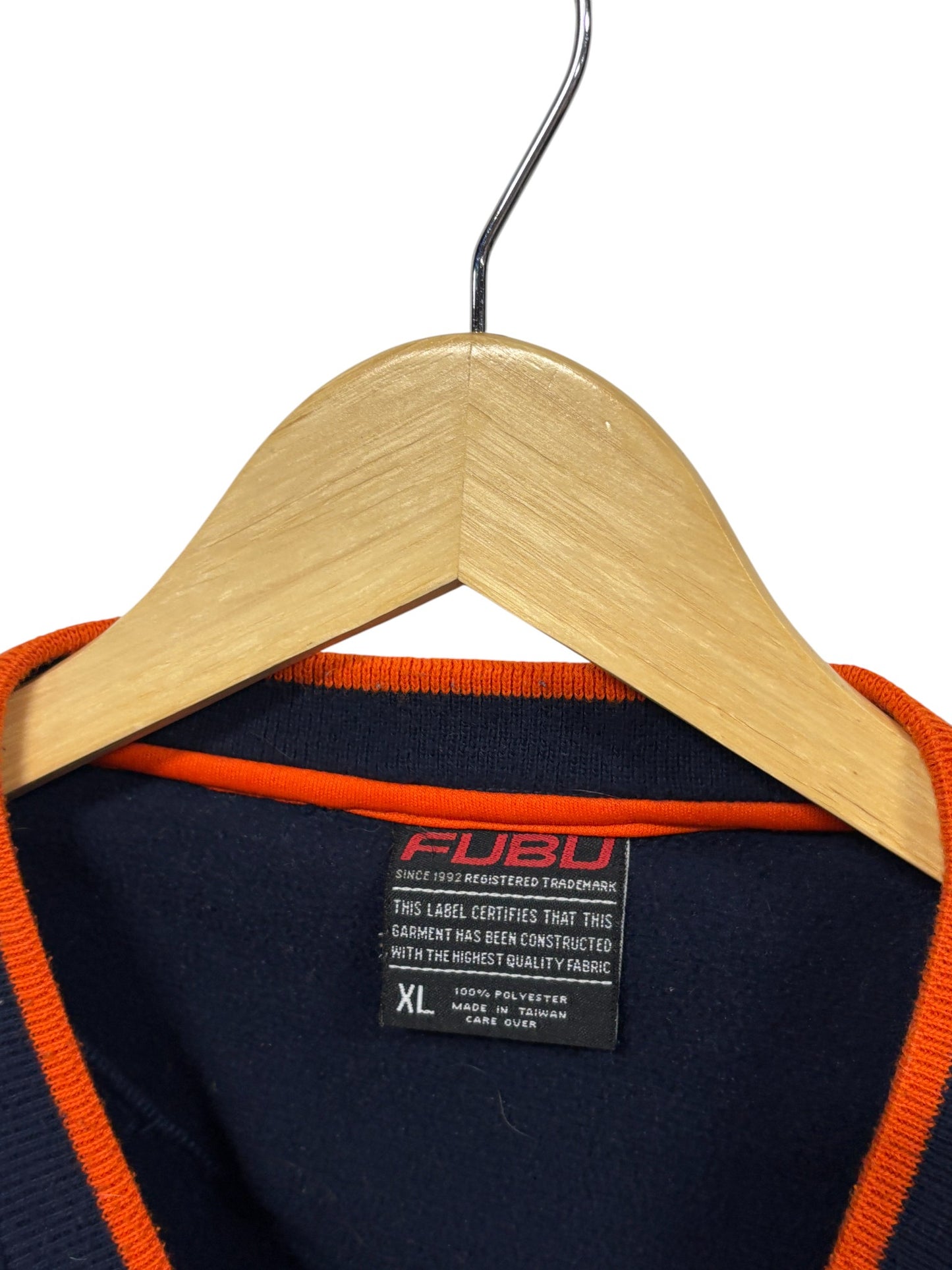 Vintage Y2K FUBU Spellout Navy Blue V Neck Sweater Size XL