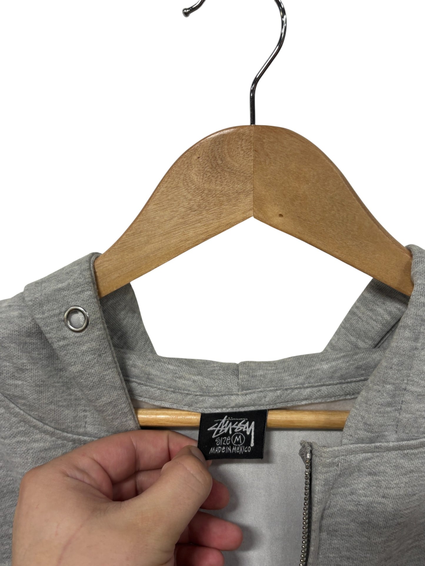 Stussy Bootleg 8 Ball Grey Zip Up Hoodie Size Medium