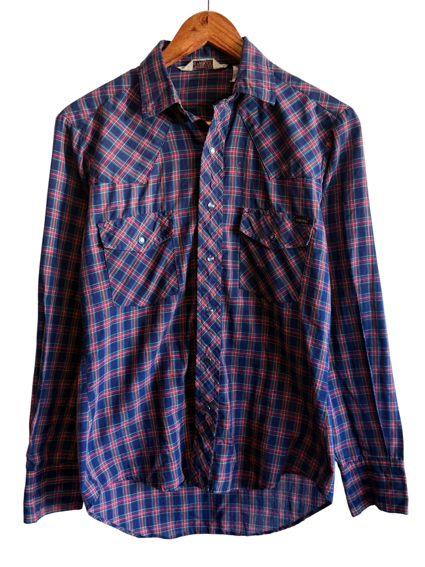 Vintage 70's Sears Western Wear Pearl Snap Button Up Shirt Size Medium