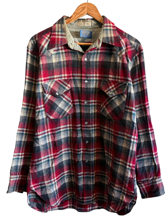 Vintage Pendleton High Grade Western Wear Pearl Snap Button Up Shirt Size Large