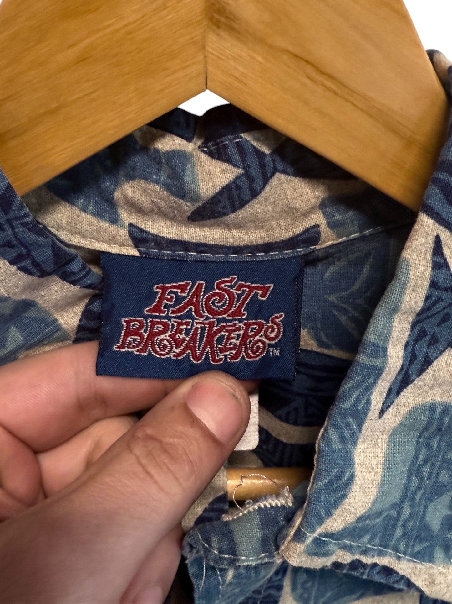 Vintage 90's Fast Breakers Hawaiian Vacation Button Up Shirt Size Large