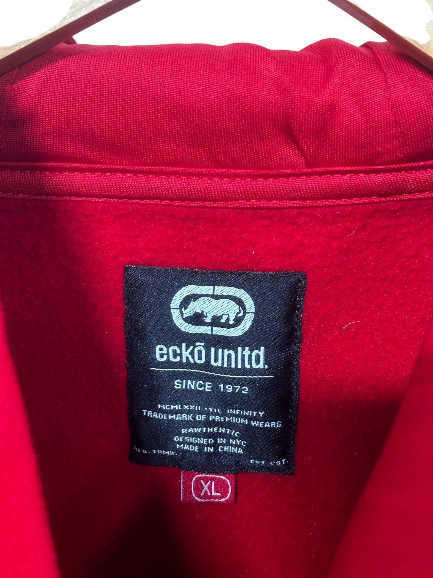 Vintage Y2K Ecko Unlimited Classic Logo Red Zip Up Hoodie Size XL