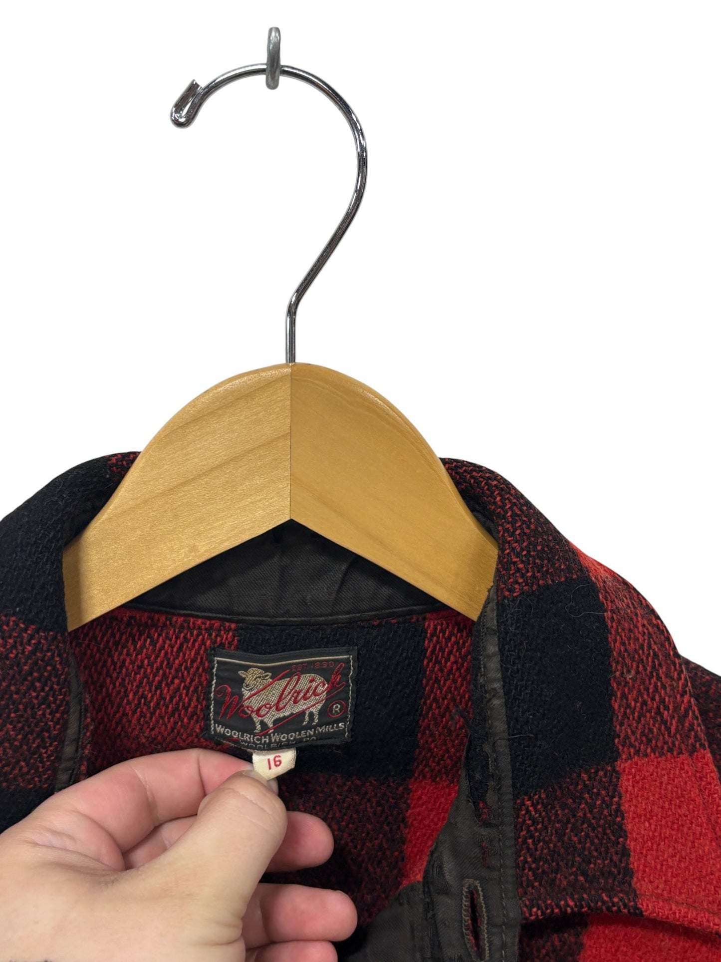 Vintage Woolrich Wool Hunting Jacket Buffalo Plaid Cruiser Size Large