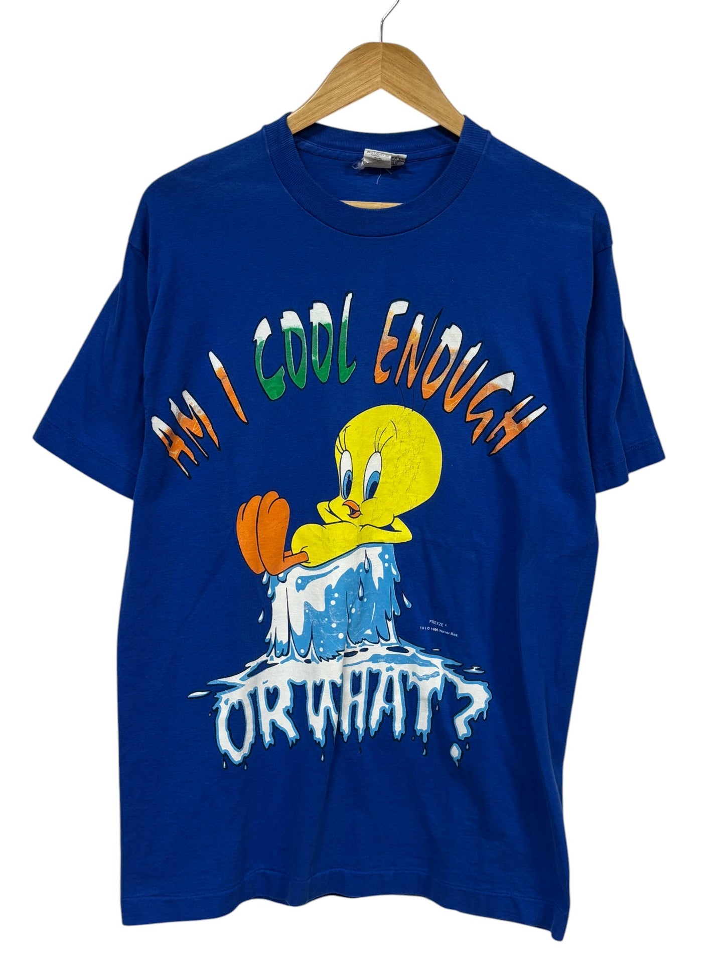 Vintage 90's Looney Tunes Tweety Bird Am I Cool Enough Cartoon Tee Size Large