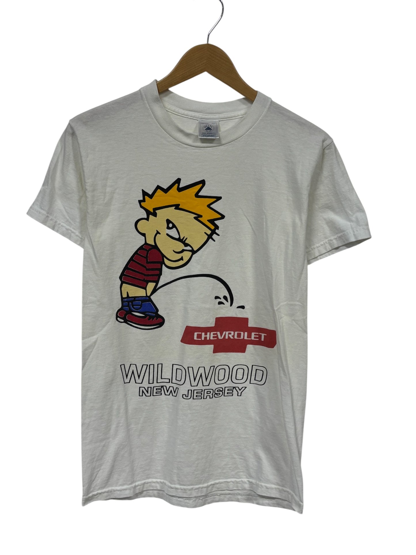 Vintage 90's Chevrolet Kid Peeing Cartoon Graphic Tee Size Large