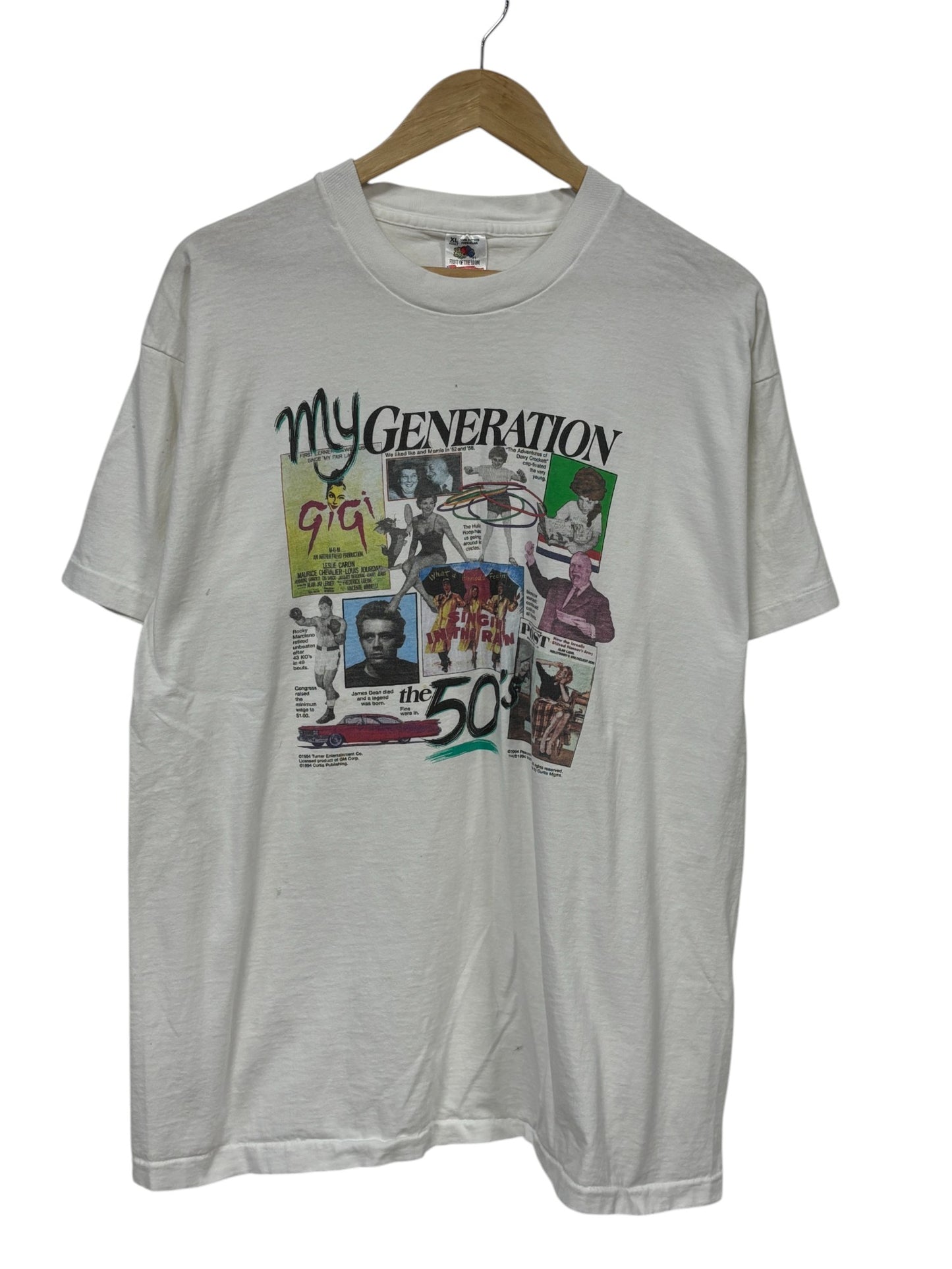 Vintage My Generation 1950's Newspaper Events Graphic Tee Size XL