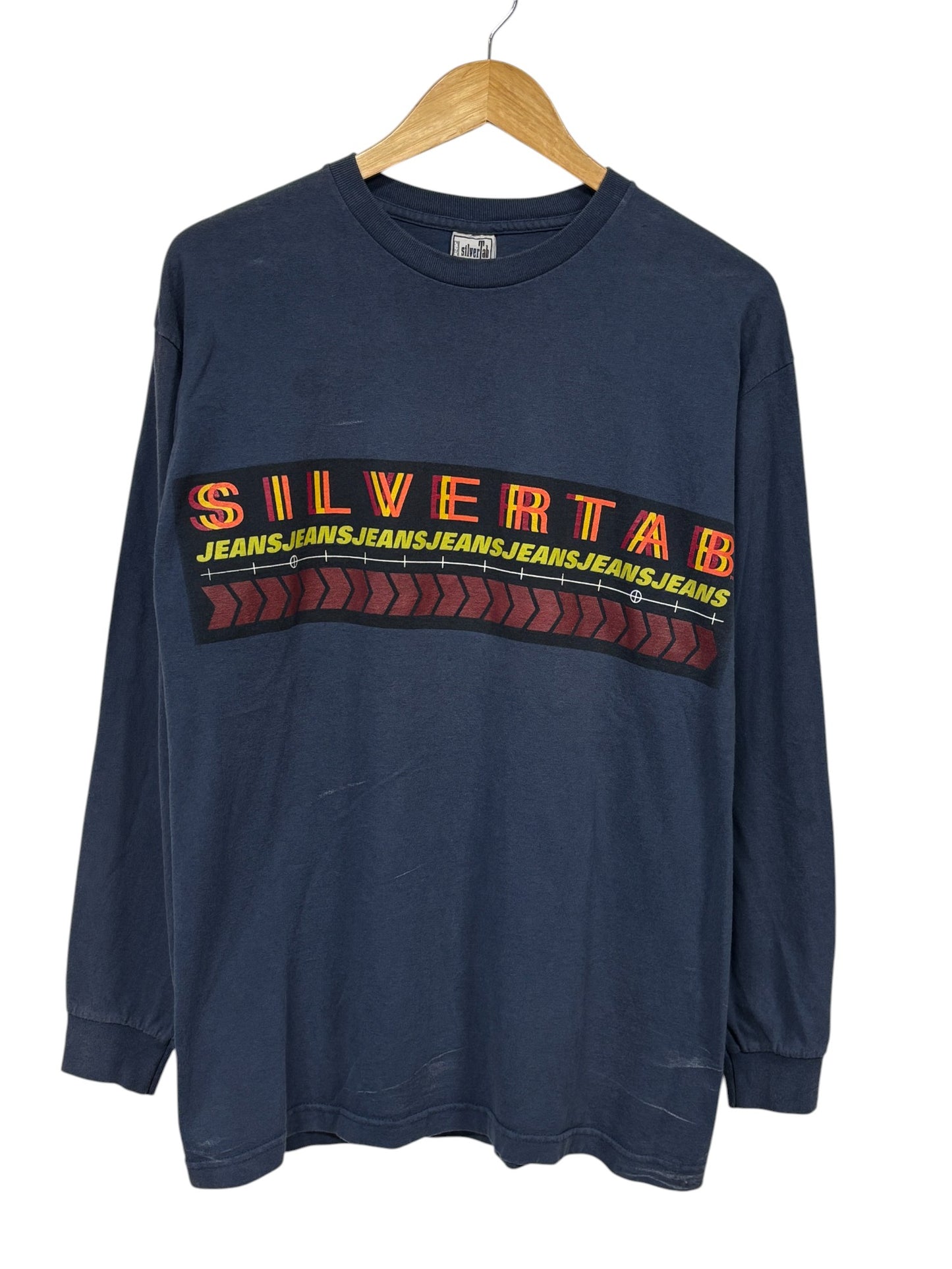 Vintage 90's Levi's Silvertab Blue Long Sleeve Graphic Shirt Size Medium
