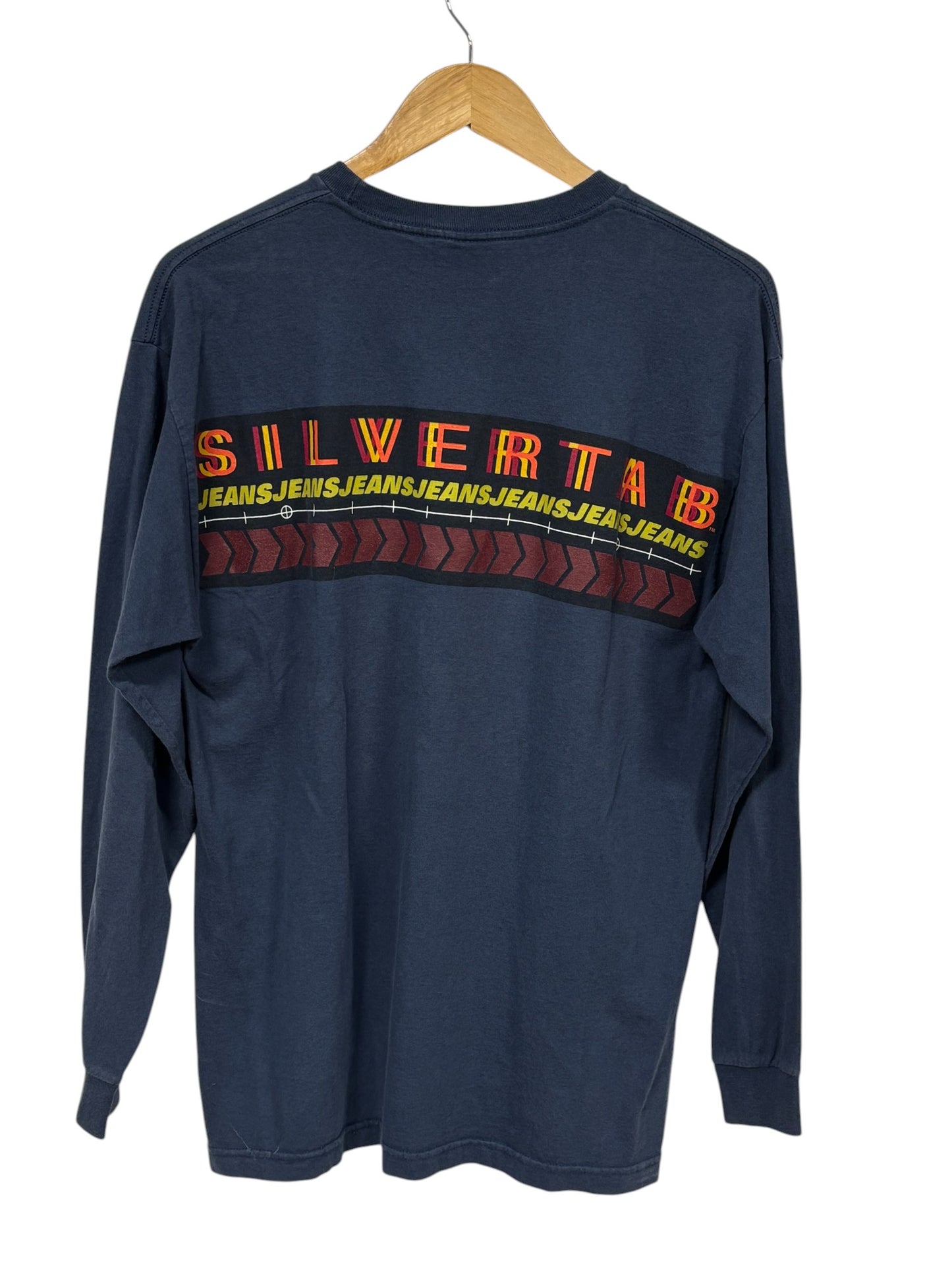 Vintage 90's Levi's Silvertab Blue Long Sleeve Graphic Shirt Size Medium