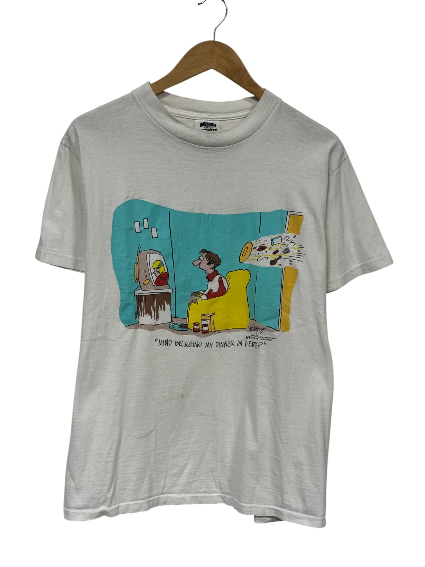 Vintage 80's Mind Bringing My Dinner in Here Cartoon Tee Size XL
