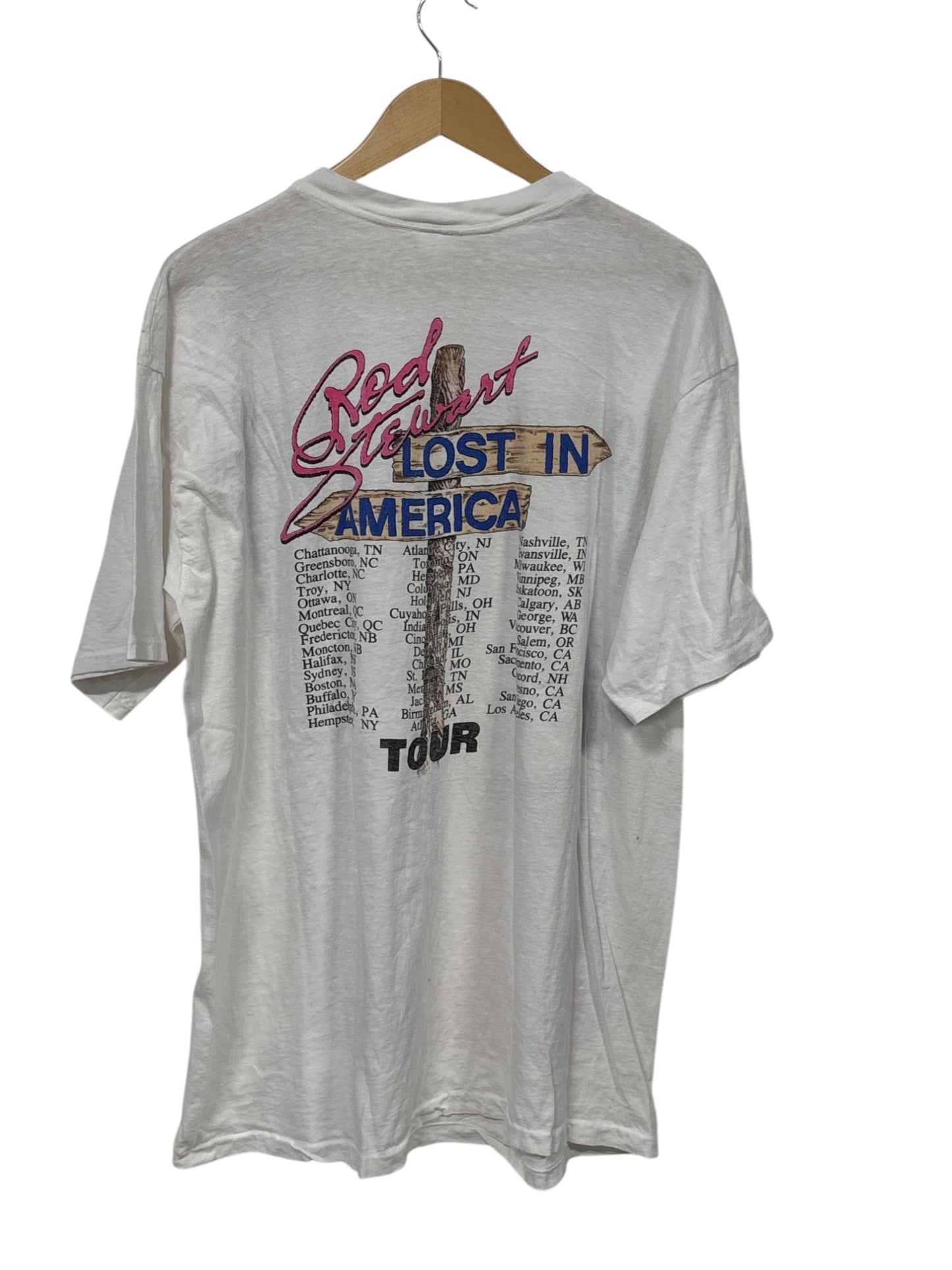 Vintage Rod Stewart Lost in America Tour Band Tee Size XL