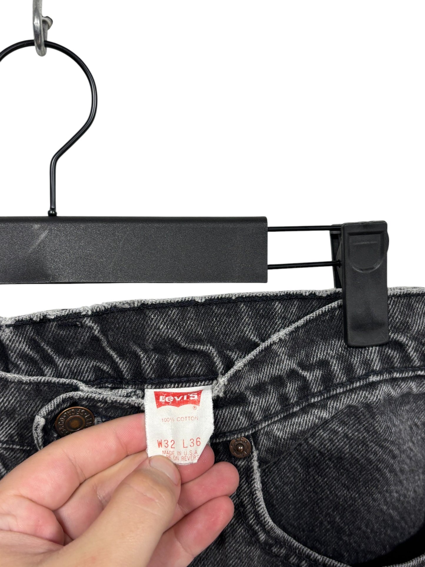 Vintage 90's Levi's 550 Made in USA Black Faded Denim Jeans Size 30x35