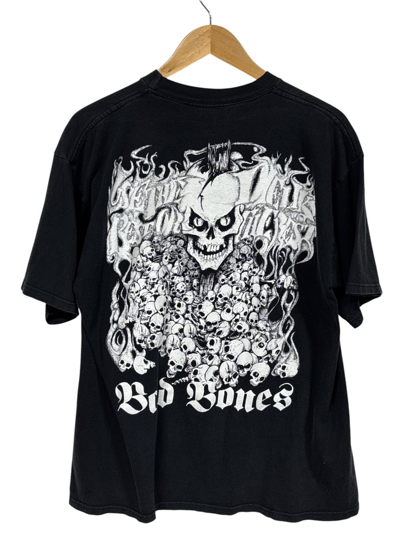 Vintage 90's Bad Bones Use the Best Die Like the Rest Biker Tee Size Large
