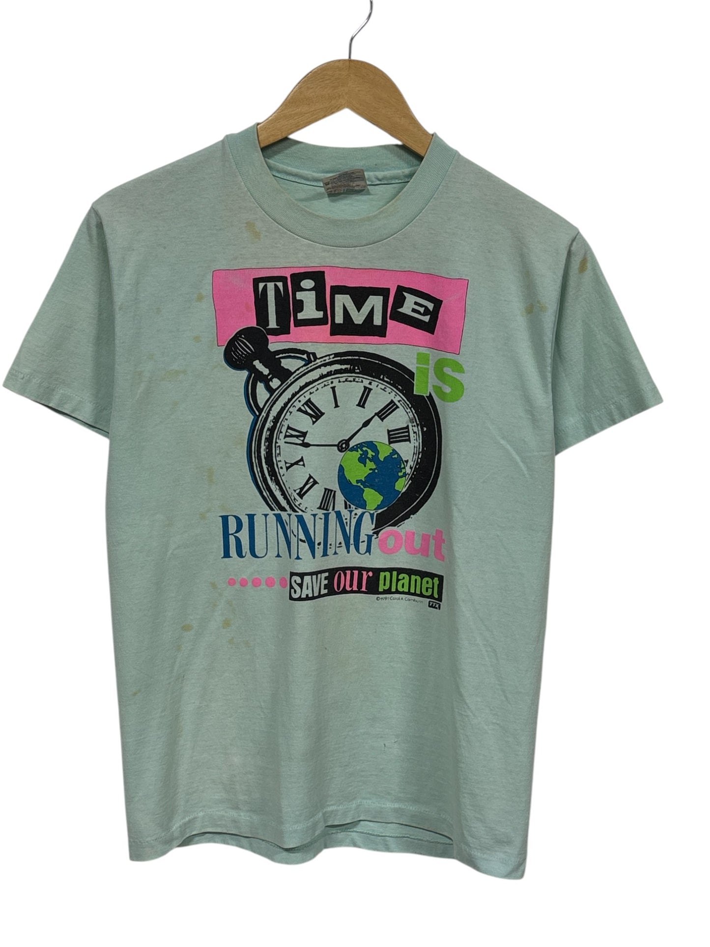 Vintage 1991 Time is Running Out Save Our Planet Tee Size Medium