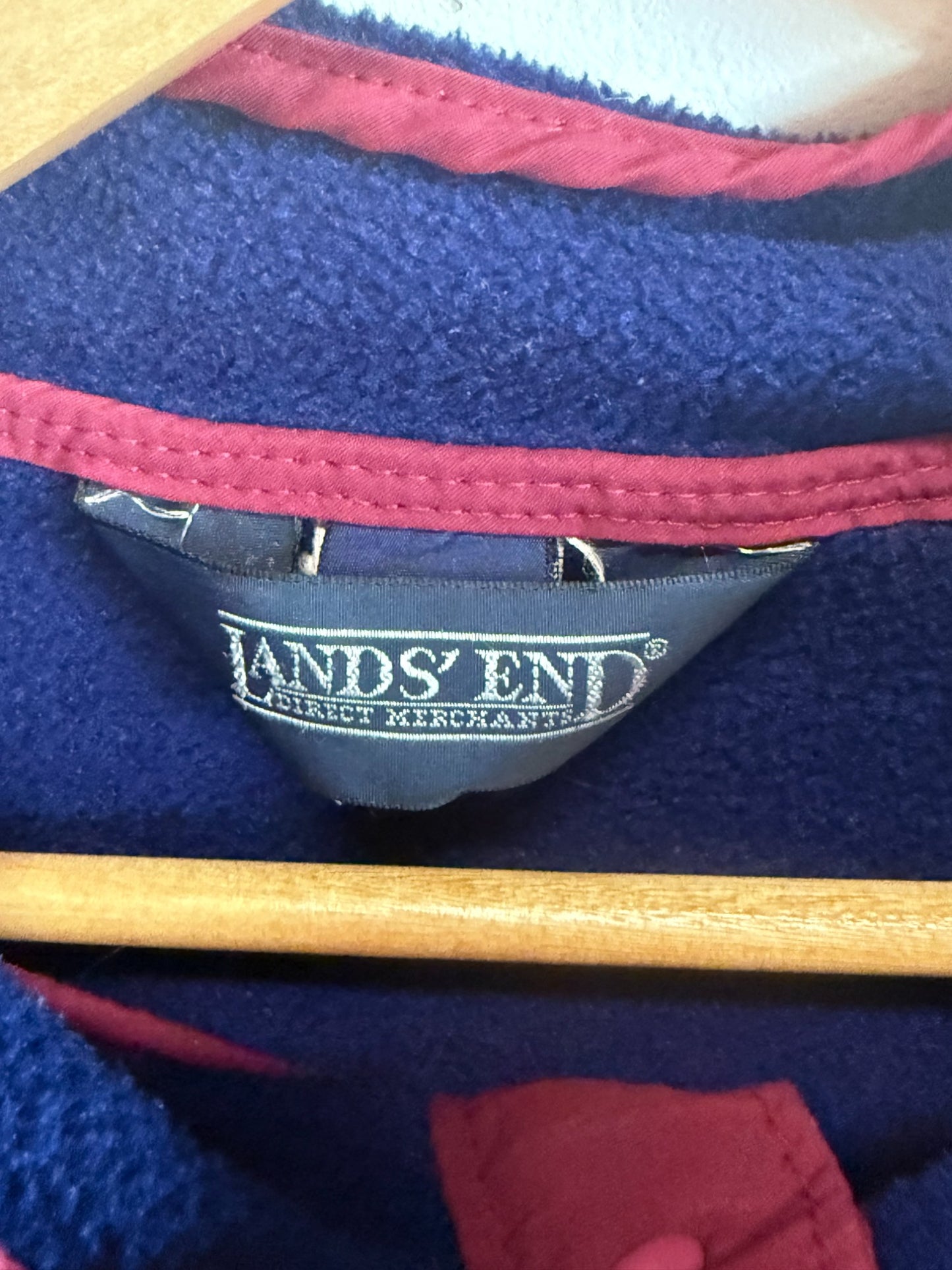 Vintage Land's End Navy Blue Fleece Sweater Size Medium