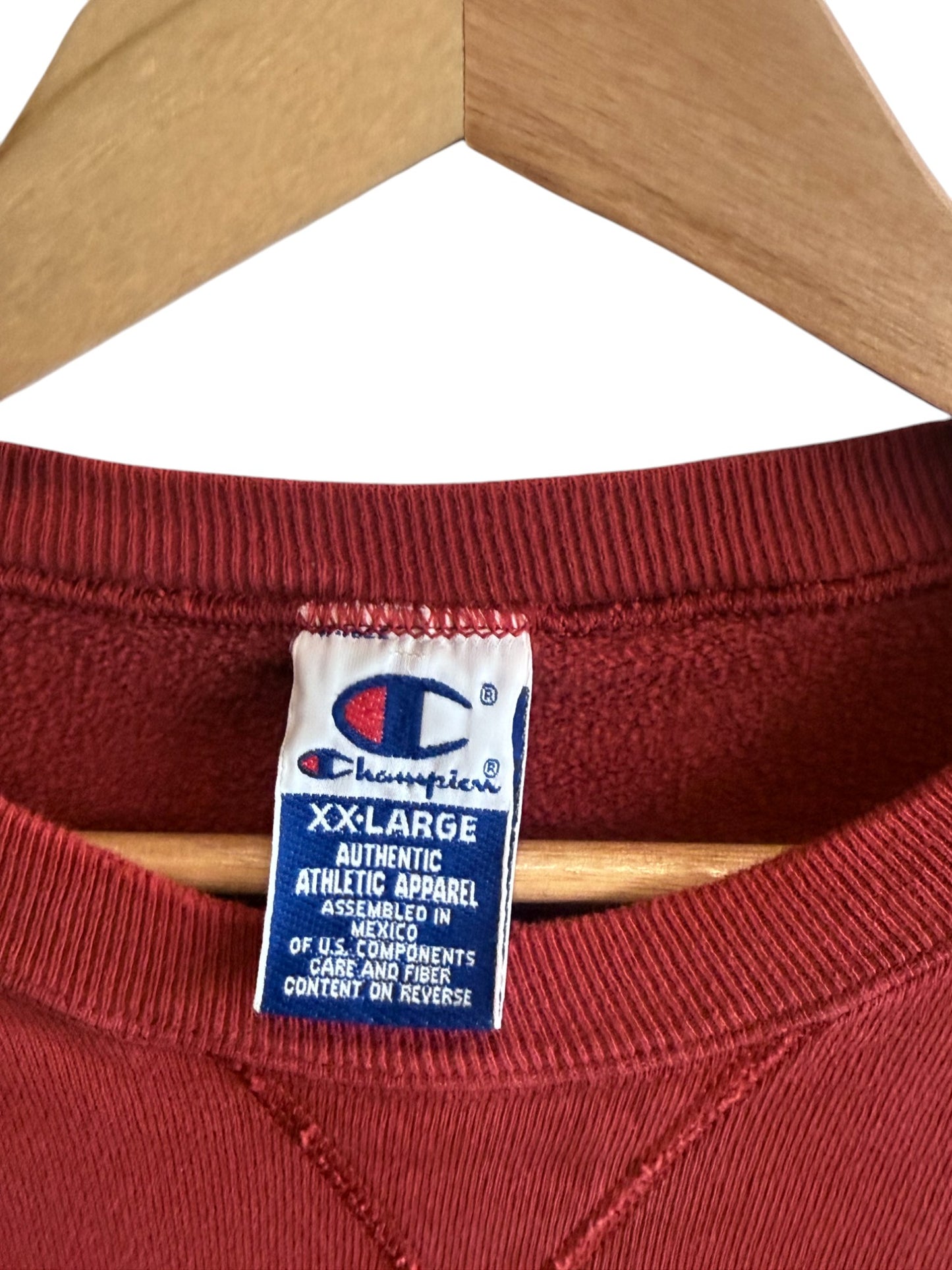 Vintage 90's Champion Red Script Spellout Sweater Size XXL