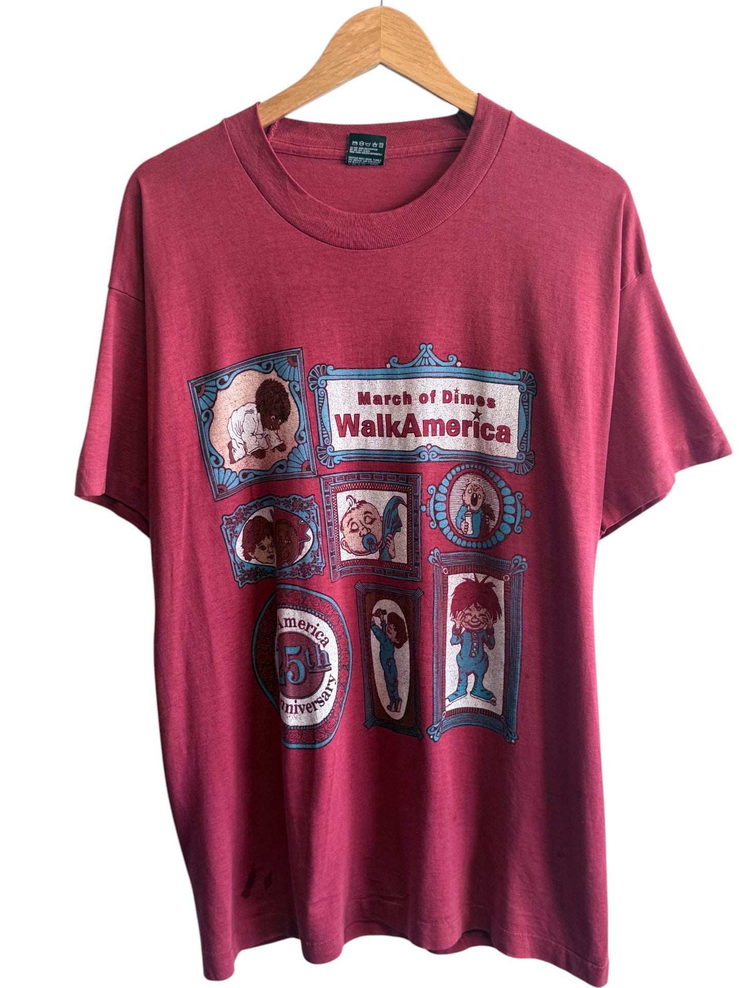 Vintage 90's March of Dimes Walk America Graphic Tee Size Large