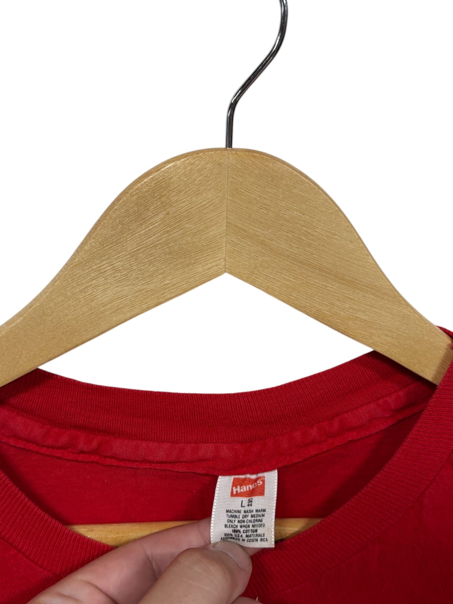 Vintage 80's Hanes Red Blank Pocket Tee Size Large