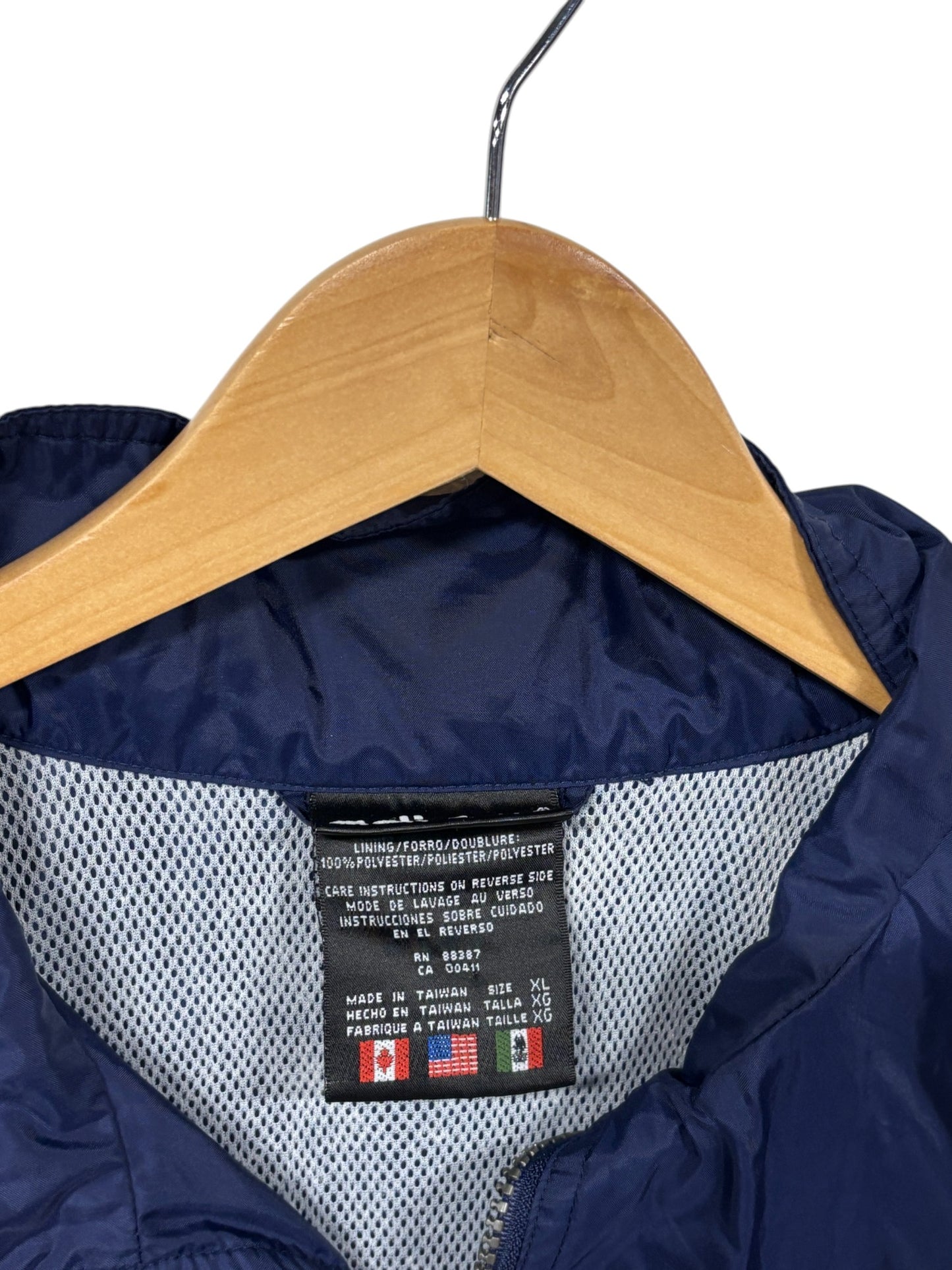 Vintage 90's Adidas Big Logo Navy Blue Gold Windbreaker Jacket Size XL