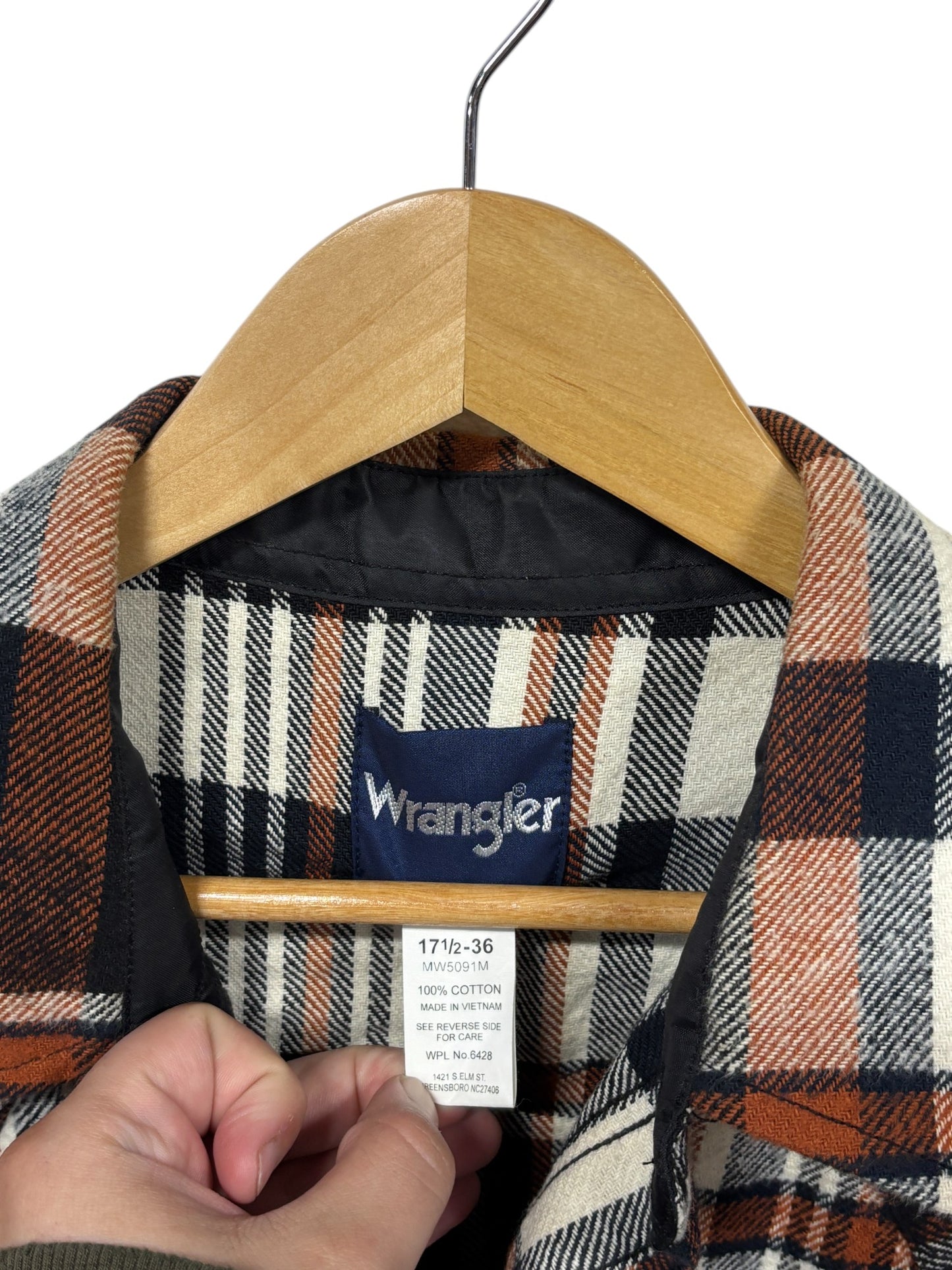 Vintage Wrangler Flannel Pearl Snap Western Button Up Shirt Size XL