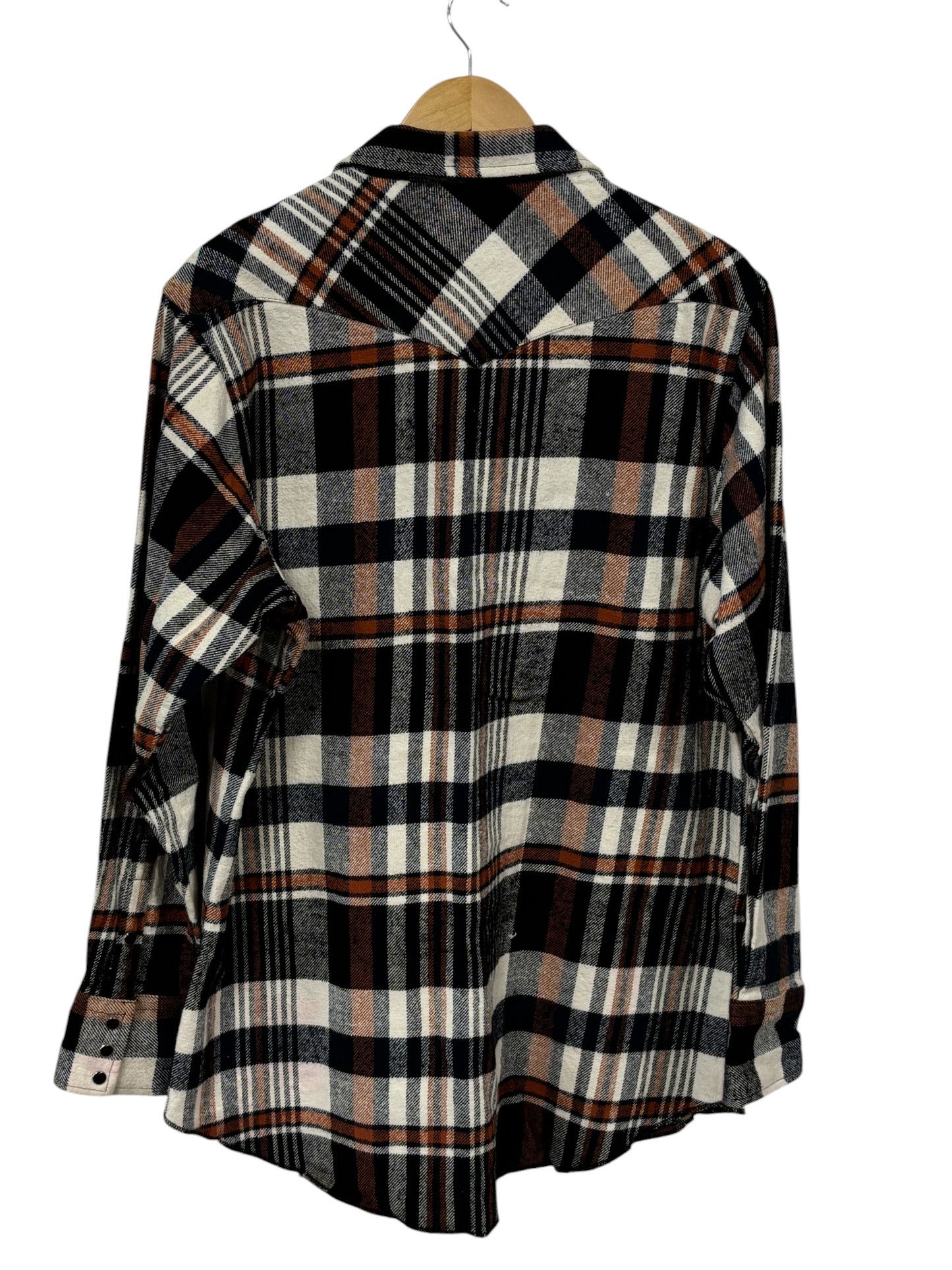 Vintage Wrangler Flannel Pearl Snap Western Button Up Shirt Size XL