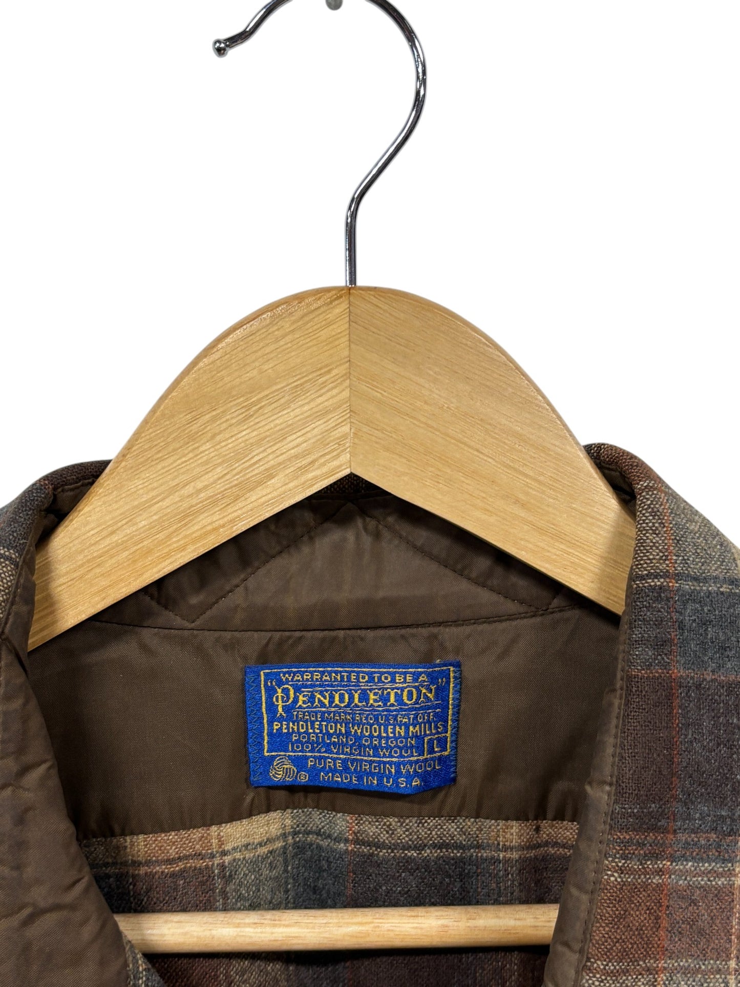 Vintage Pendleton Wool Plaid Button Up Board Shirt Size Large
