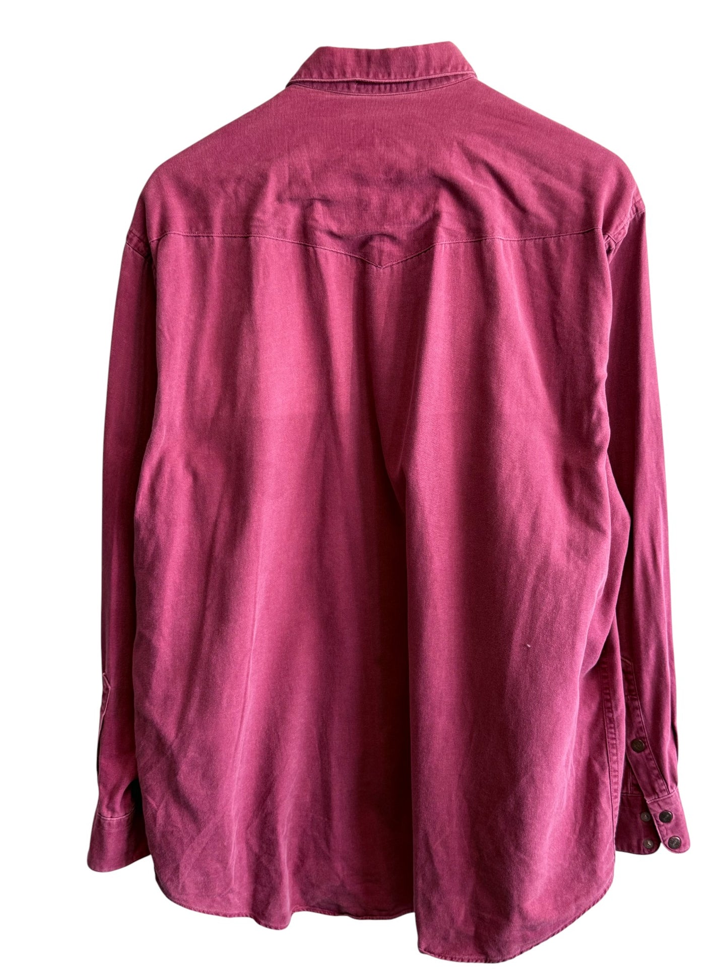 Vintage 90's Lucchese Western Made in USA Red Button Up Shirt Size Large