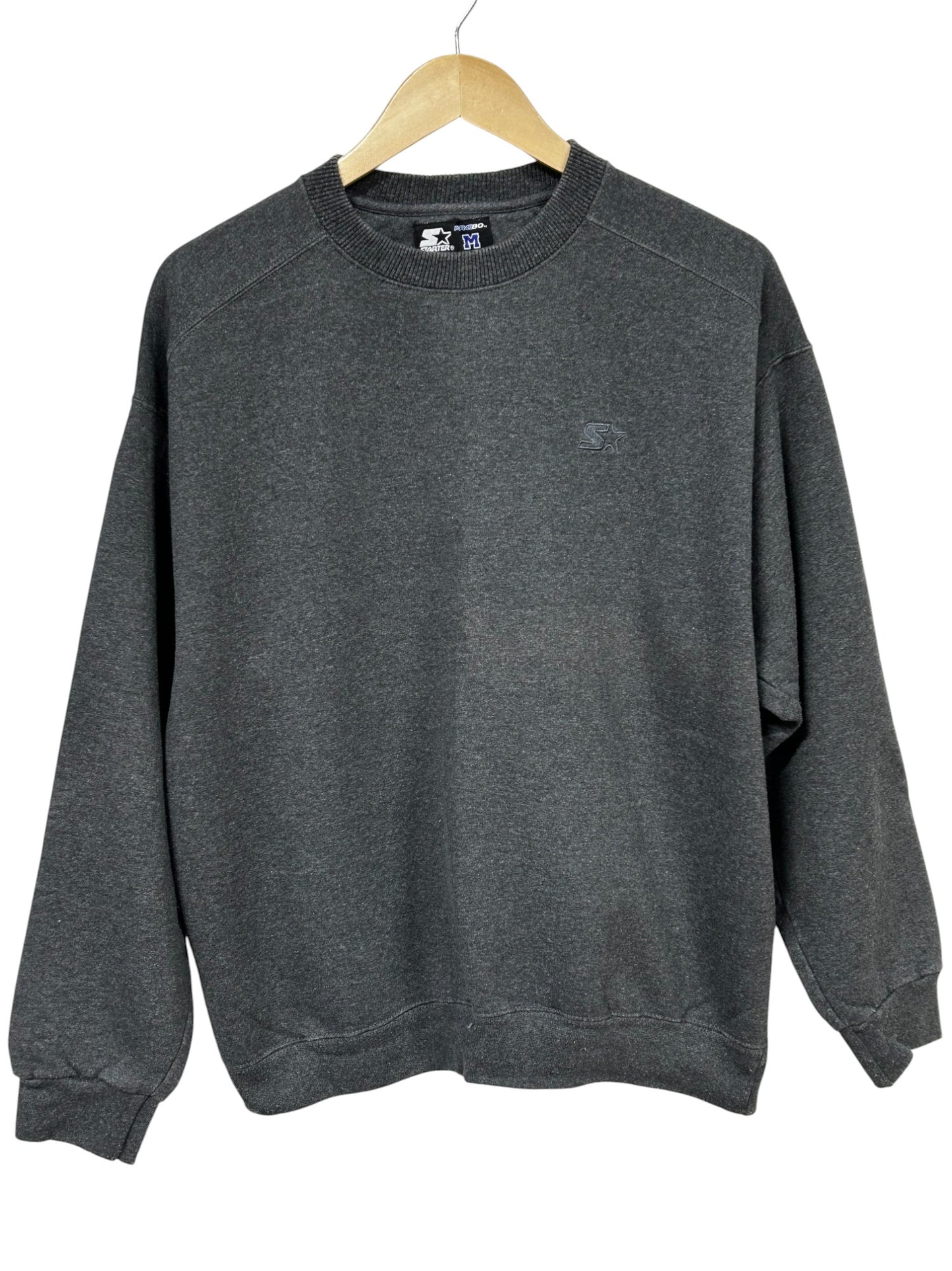 Vintage Starter Dark Grey Blank Classic Logo Crewneck Sweater Medium