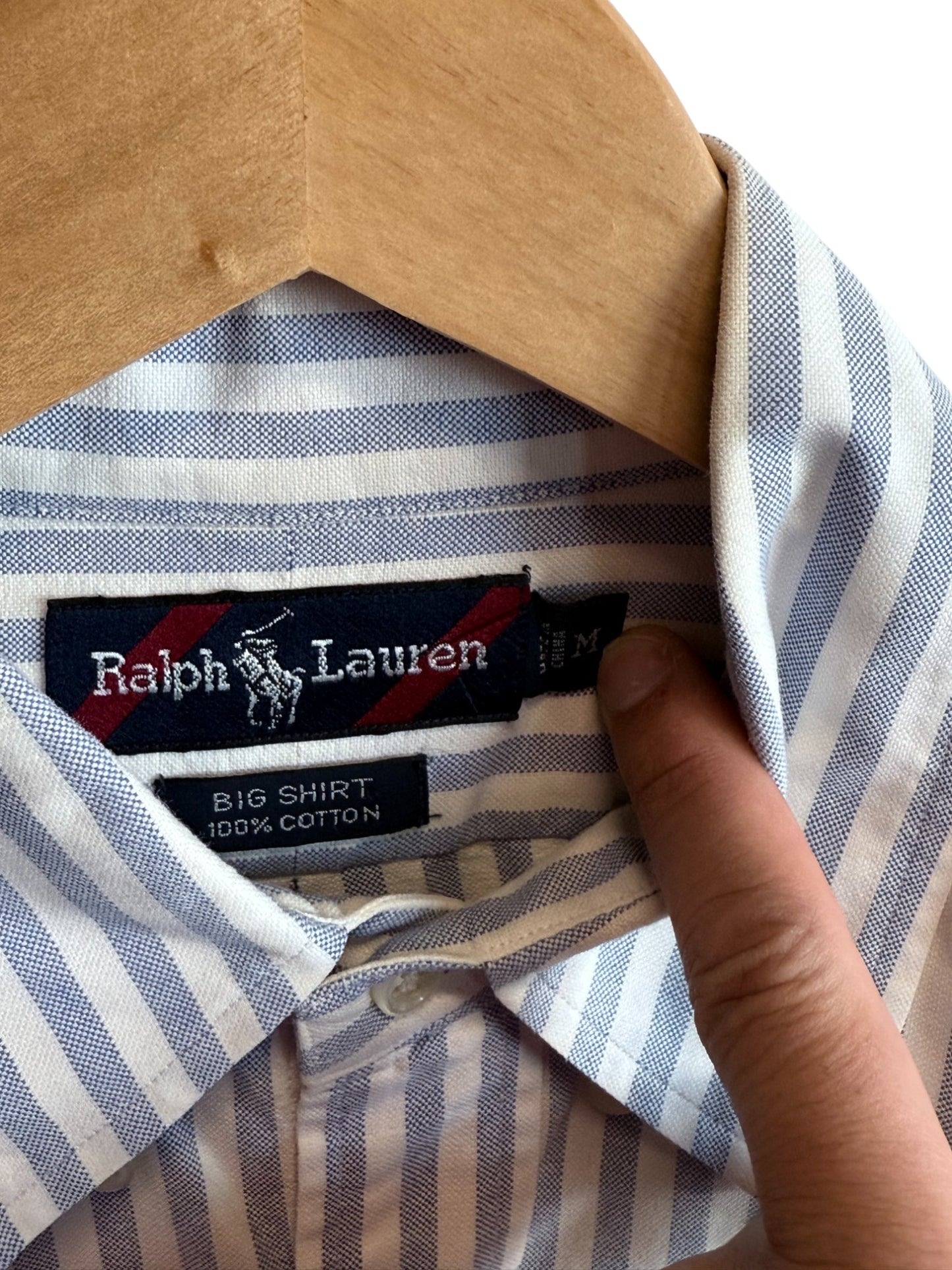 Vintage Polo Ralph Lauren Big Shirt Striped Button Up Size Medium