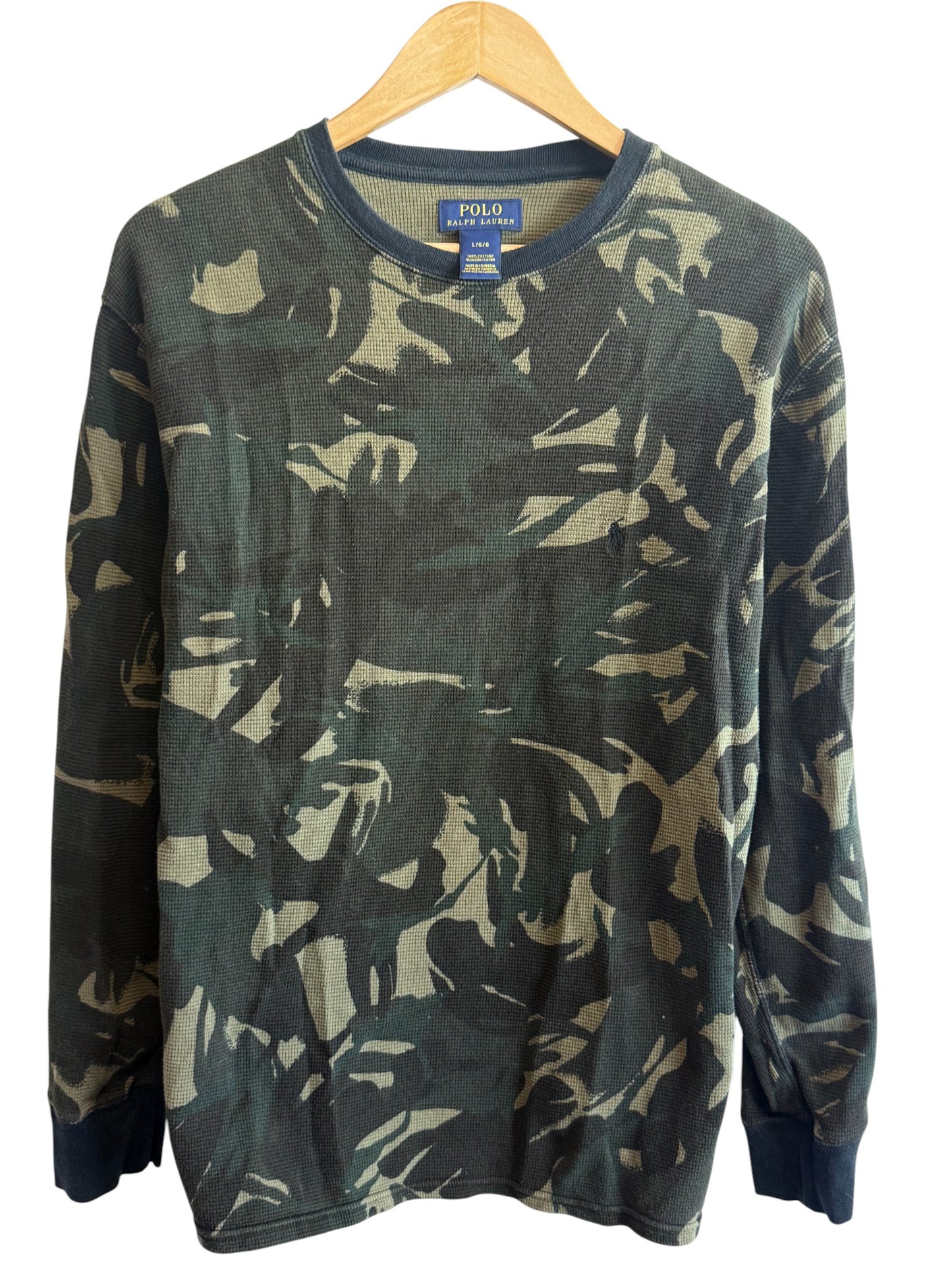 Polo Ralph Lauren Camo Thermal Long Sleeve Shirt Size Large