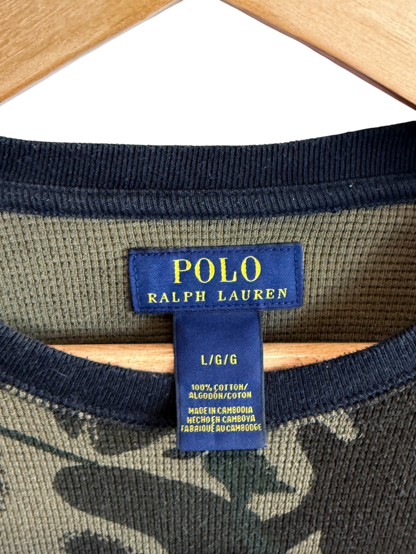 Polo Ralph Lauren Camo Thermal Long Sleeve Shirt Size Large