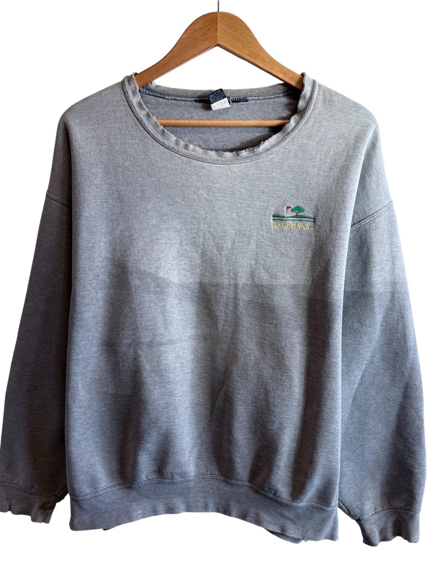 Vintage Thrashed Grey Golf Embroidered Crewneck Sweater Size Large