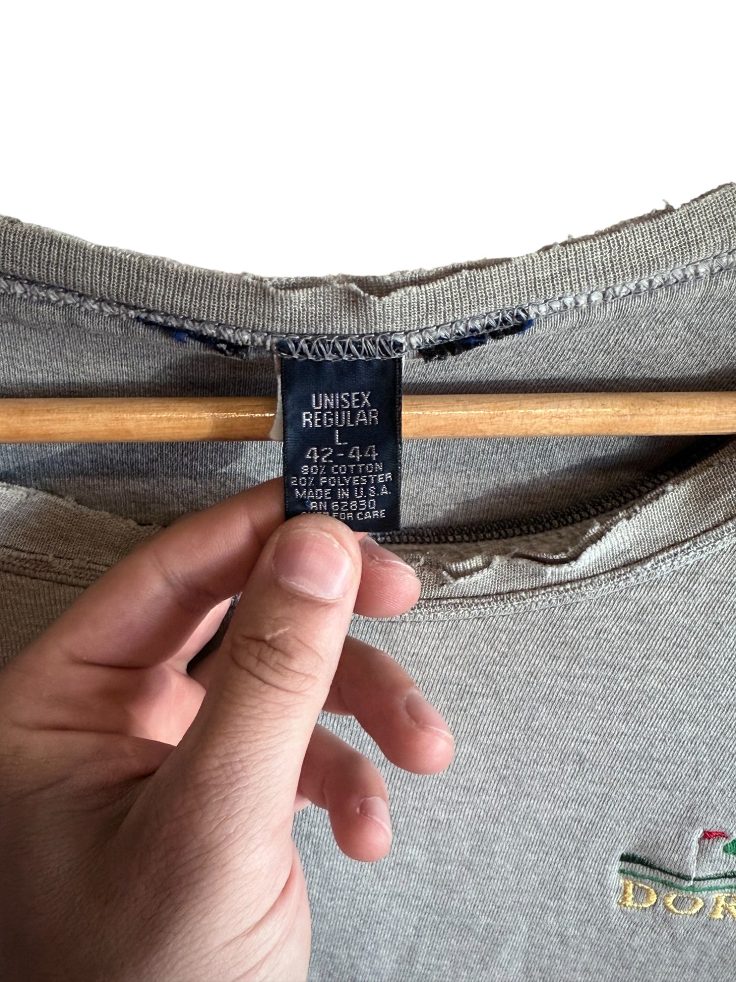 Vintage Thrashed Grey Golf Embroidered Crewneck Sweater Size Large