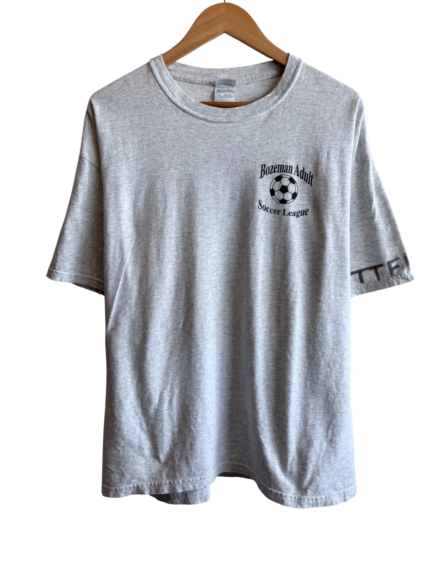 Vintage Y2K Bozeman Montana Adult Soccer League Graphic Tee Size Large