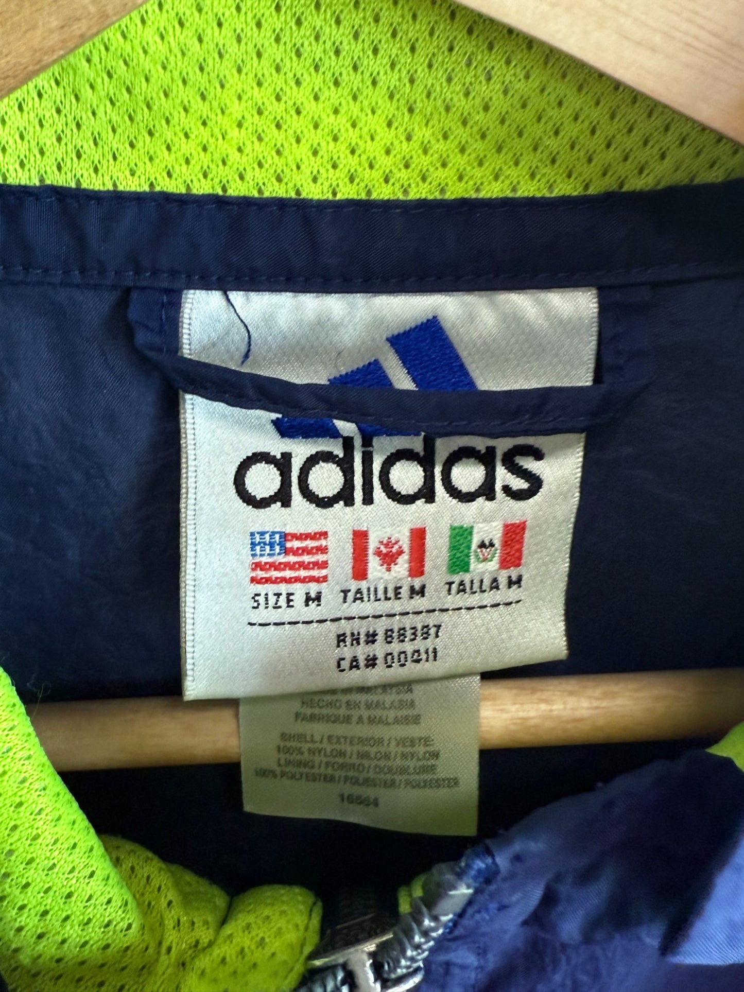 Vintage 90's Adidas Navy Blue Windbreaker Jacket Size Medium