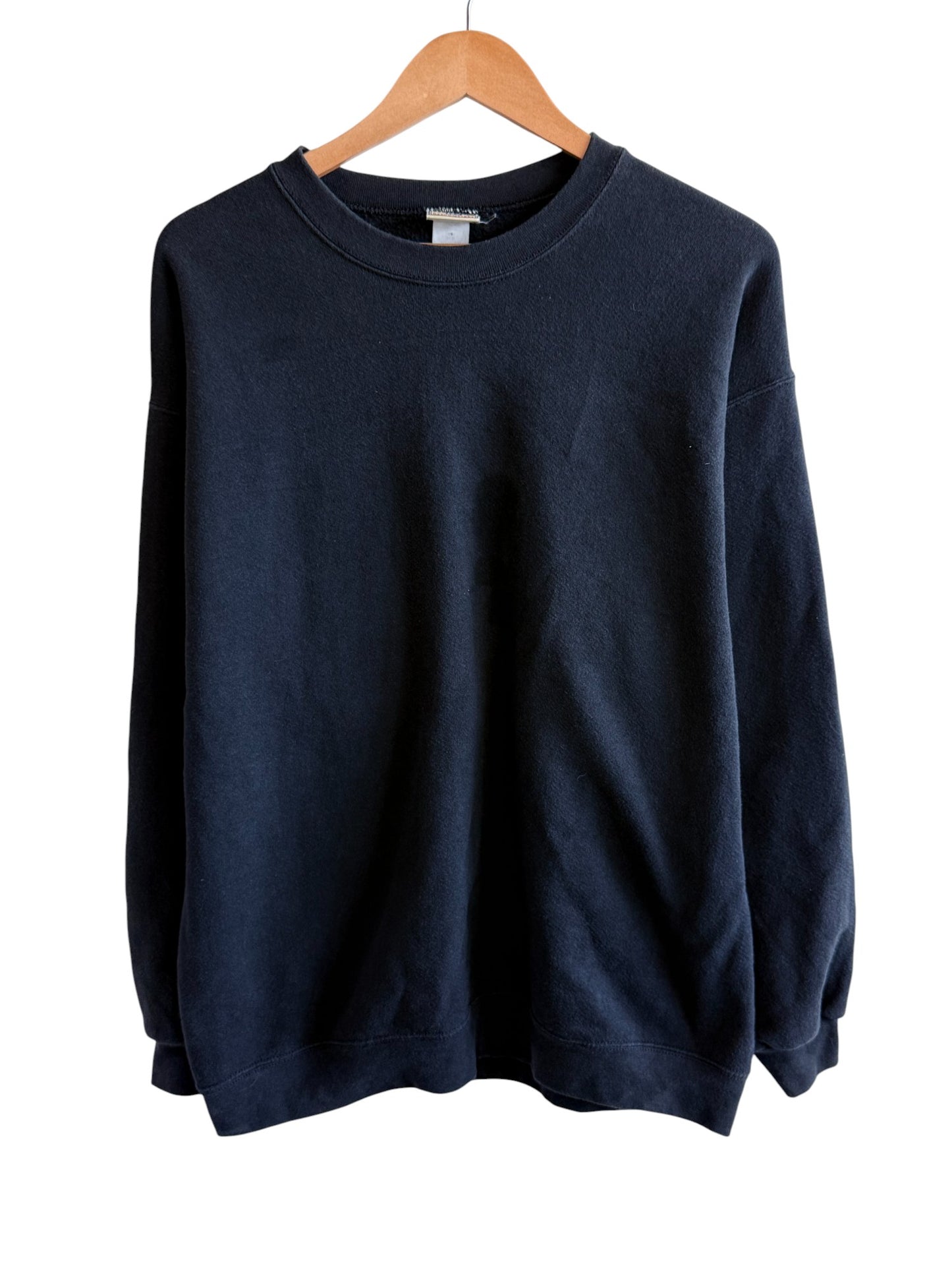 Vintage 90's Lee Heavyweight Black Blank Crewneck Sweater Size Large