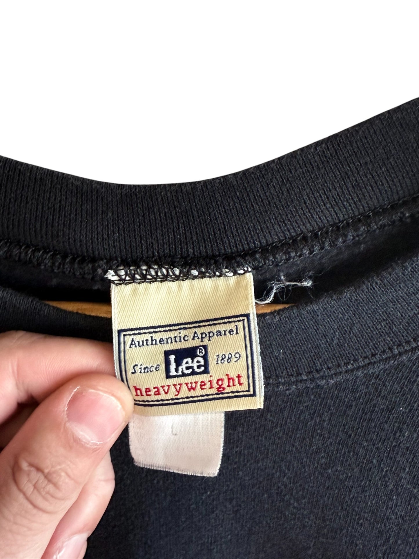 Vintage 90's Lee Heavyweight Black Blank Crewneck Sweater Size Large