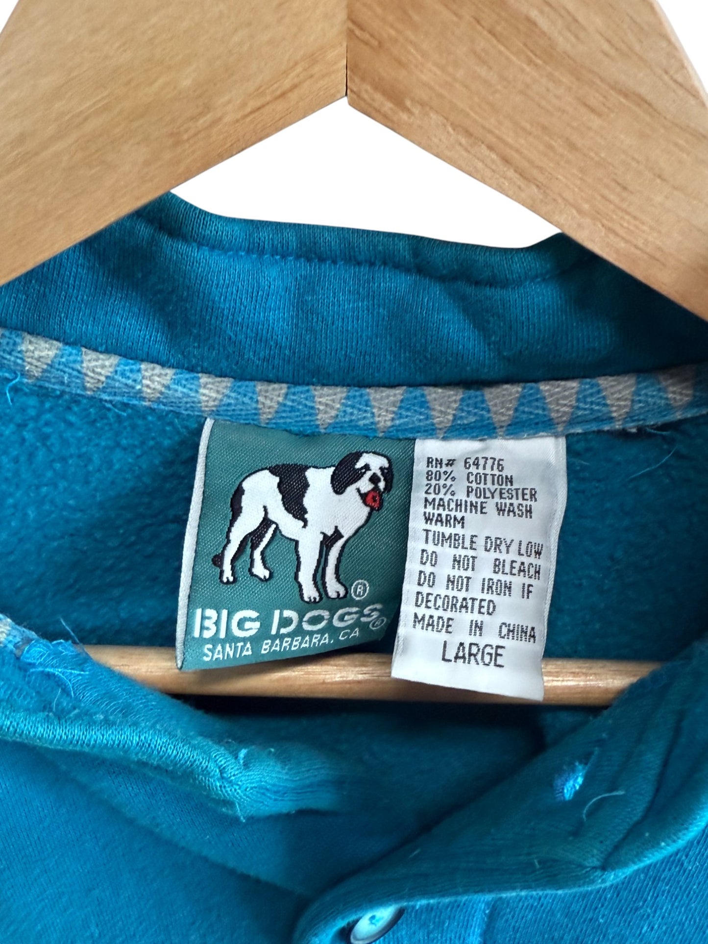 Vintage 90's Big Dogs Button Down Blue Sweater Size Large