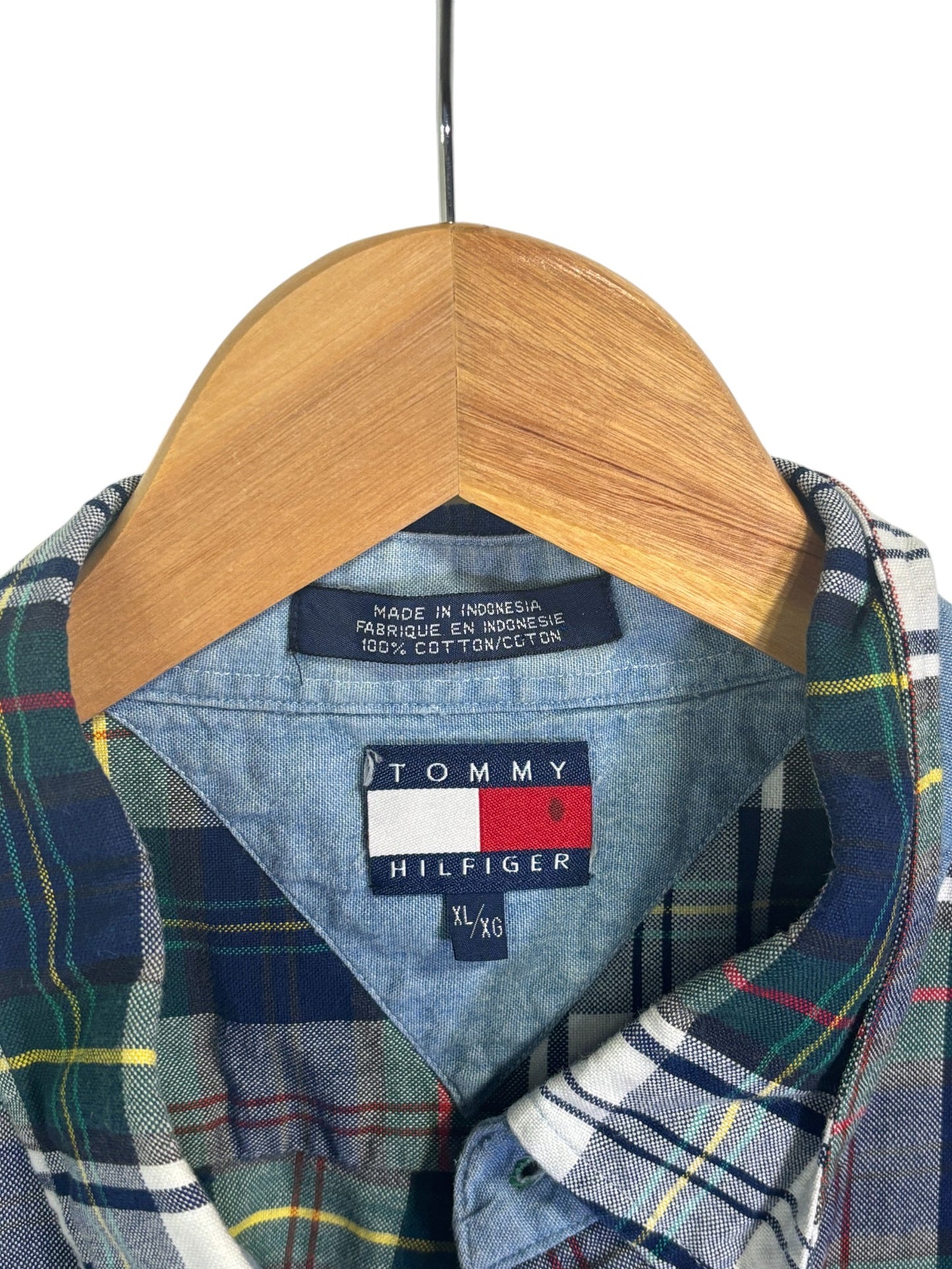 Vintage 90's Tommy Hilfiger Plaid Flannel Button Up Long Sleeve Size XL