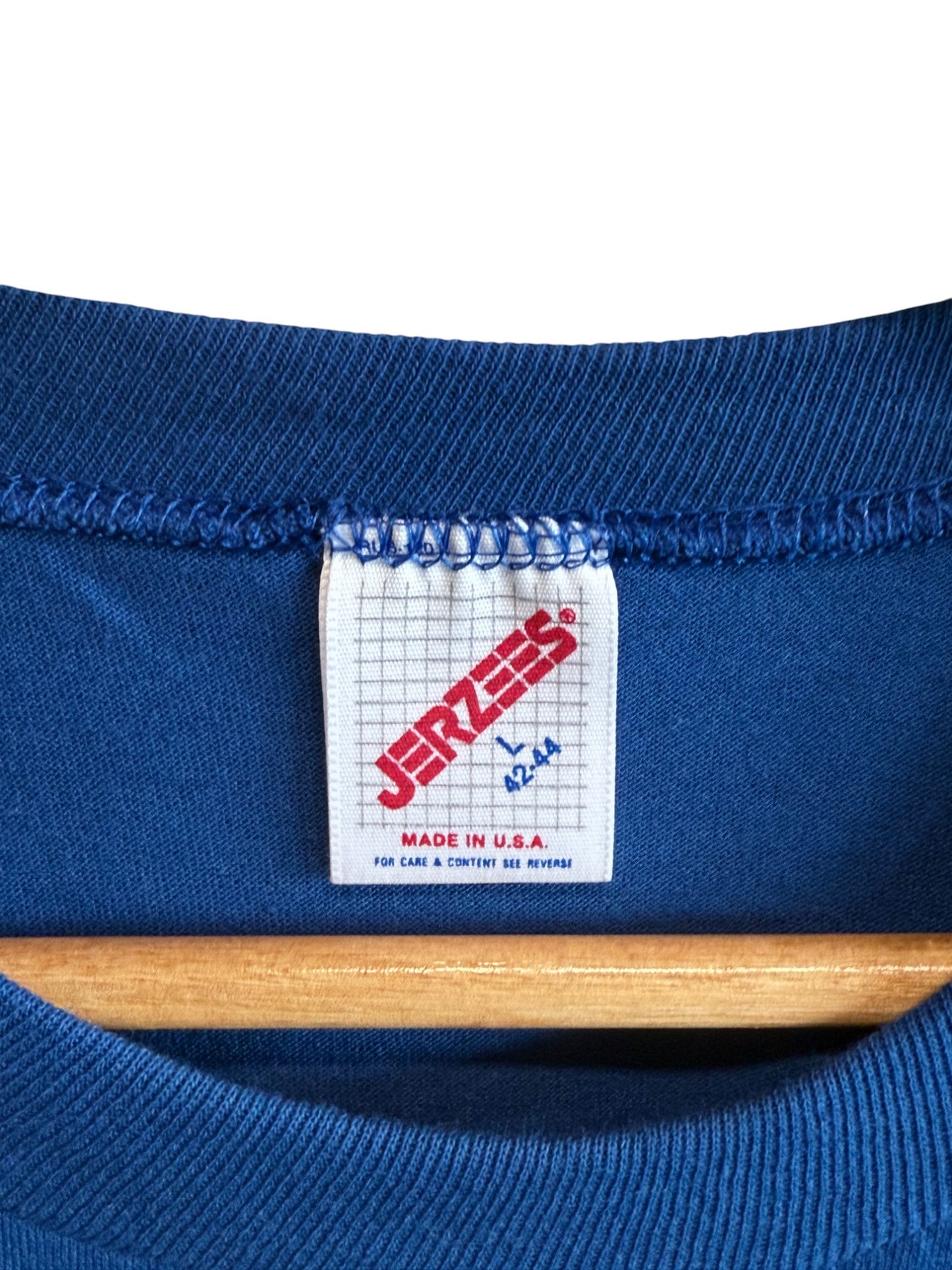 Vintage 90's Jerzees Blue Blank Tee Size Large