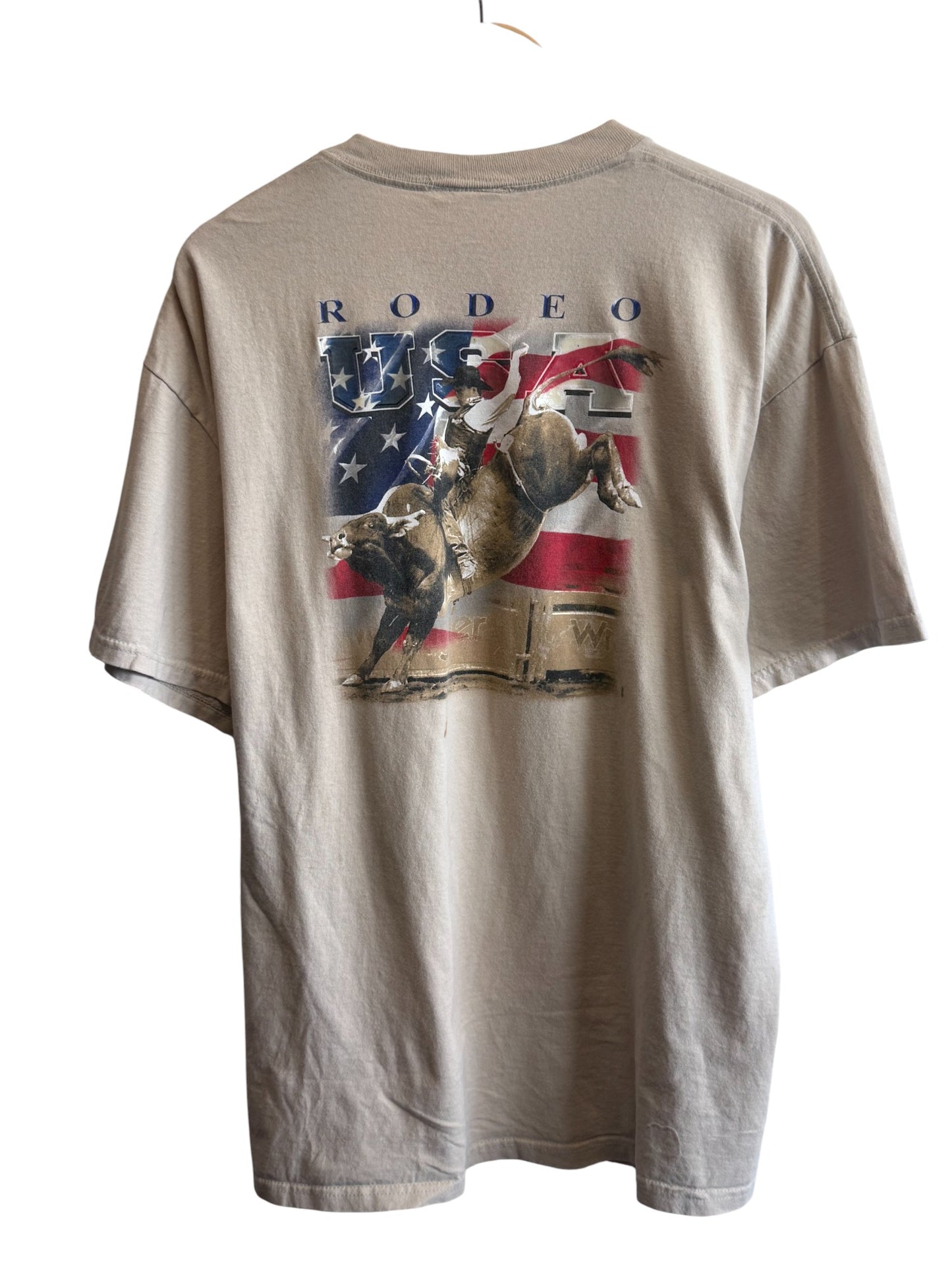 Vintage Y2K Wrangler Rodeo Bull Riding Graphic Tee Size XL