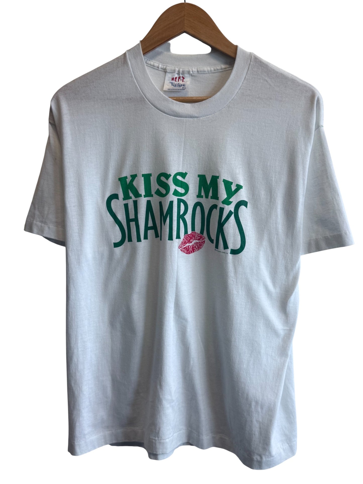 Vintage 90's Kiss My Shamrocks Irish St Pattys Day Graphic Tee Size XL