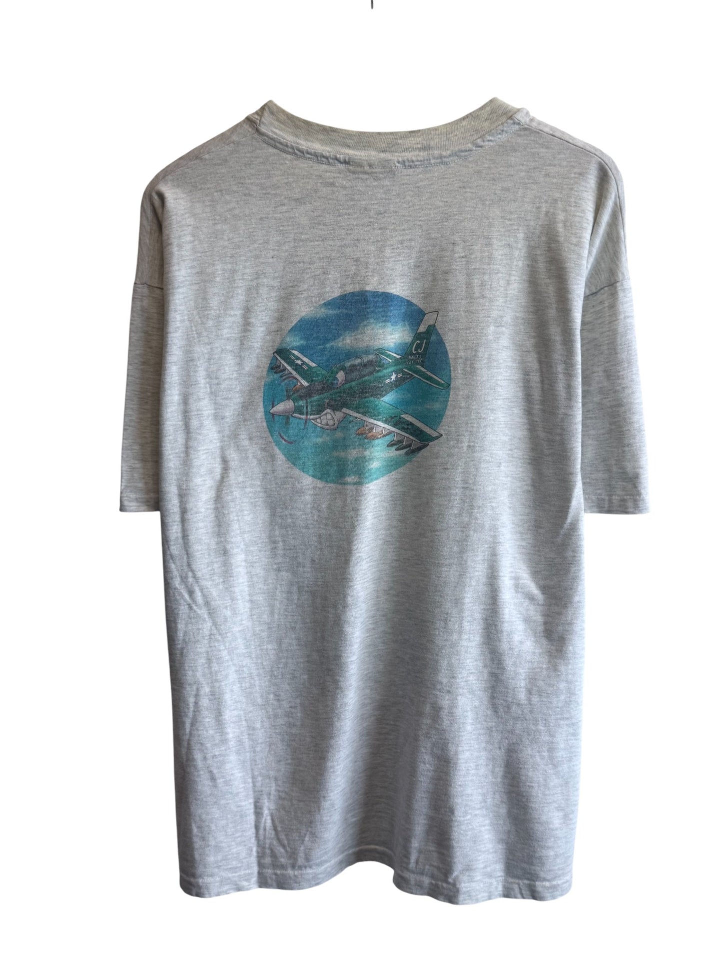 Vintage 90's Fighter Pilot Airplane Graphic Tee Size XL