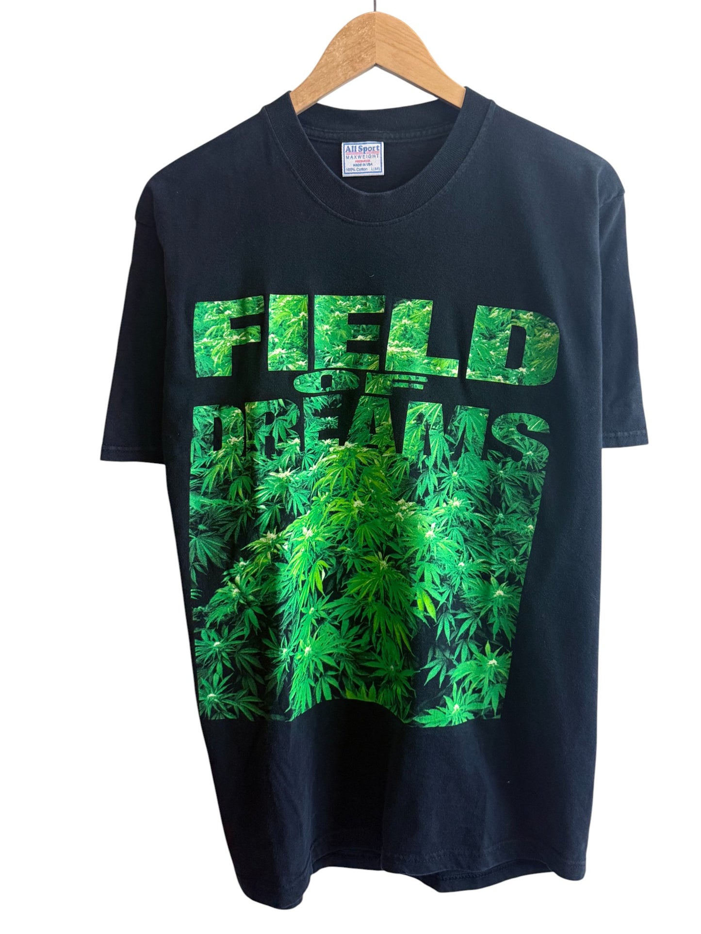 Vintage 90's Field of Dreams Marijuana Plant Graphic Tee Size Large