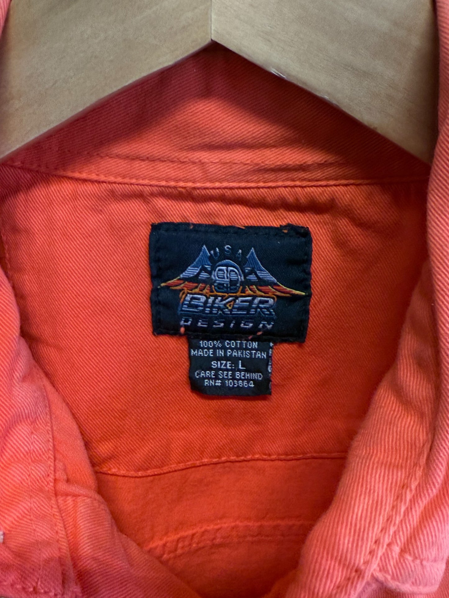 Harley Davidson Sturgis Orange Cutoff Button Up Shirt Size Large
