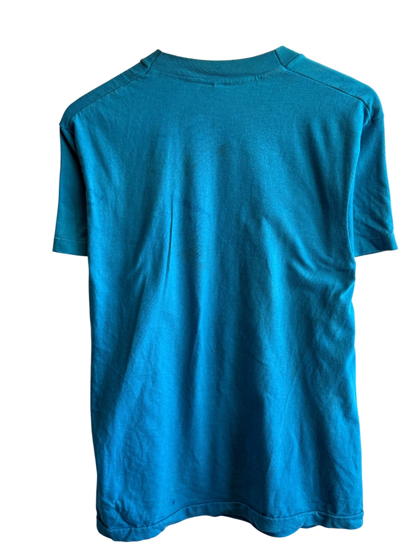 Vintage 90's Fruit of the Loom Blue Blank Pocket Tee Size Medium