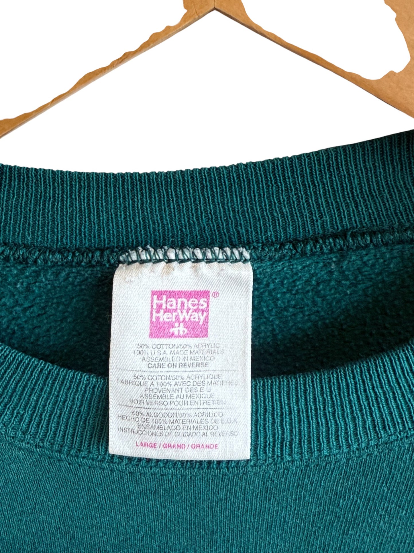 Vintage 90's Hanes Her Way Women's Blank Green Sweater Size Large