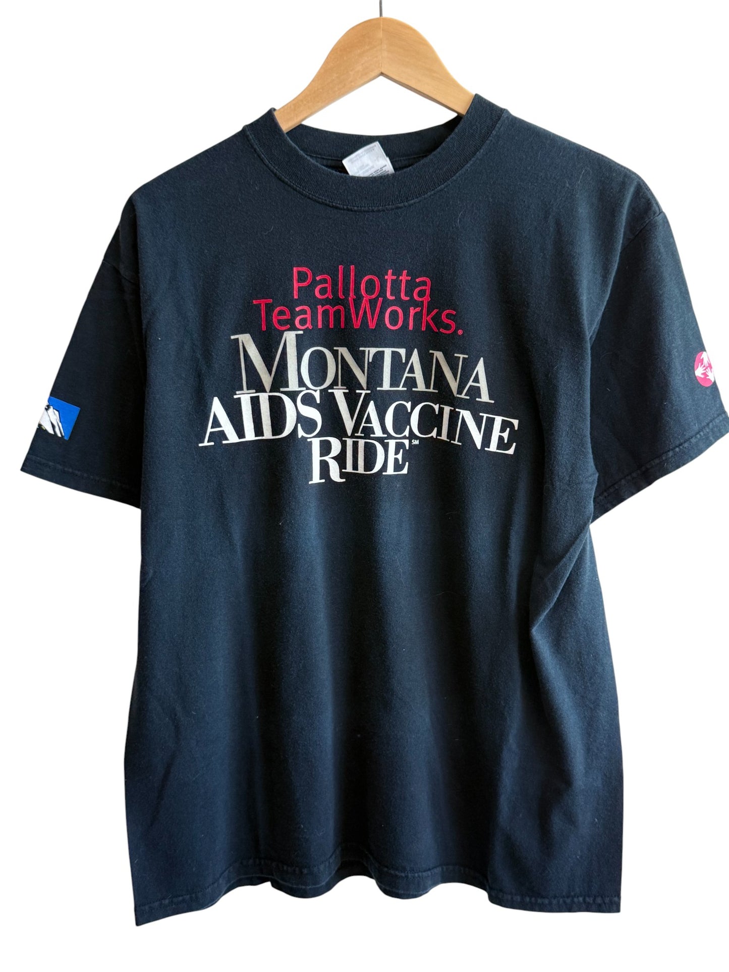 Vintage Y2K Montana AIDS Vaccine Ride Graphic Tee Size Large
