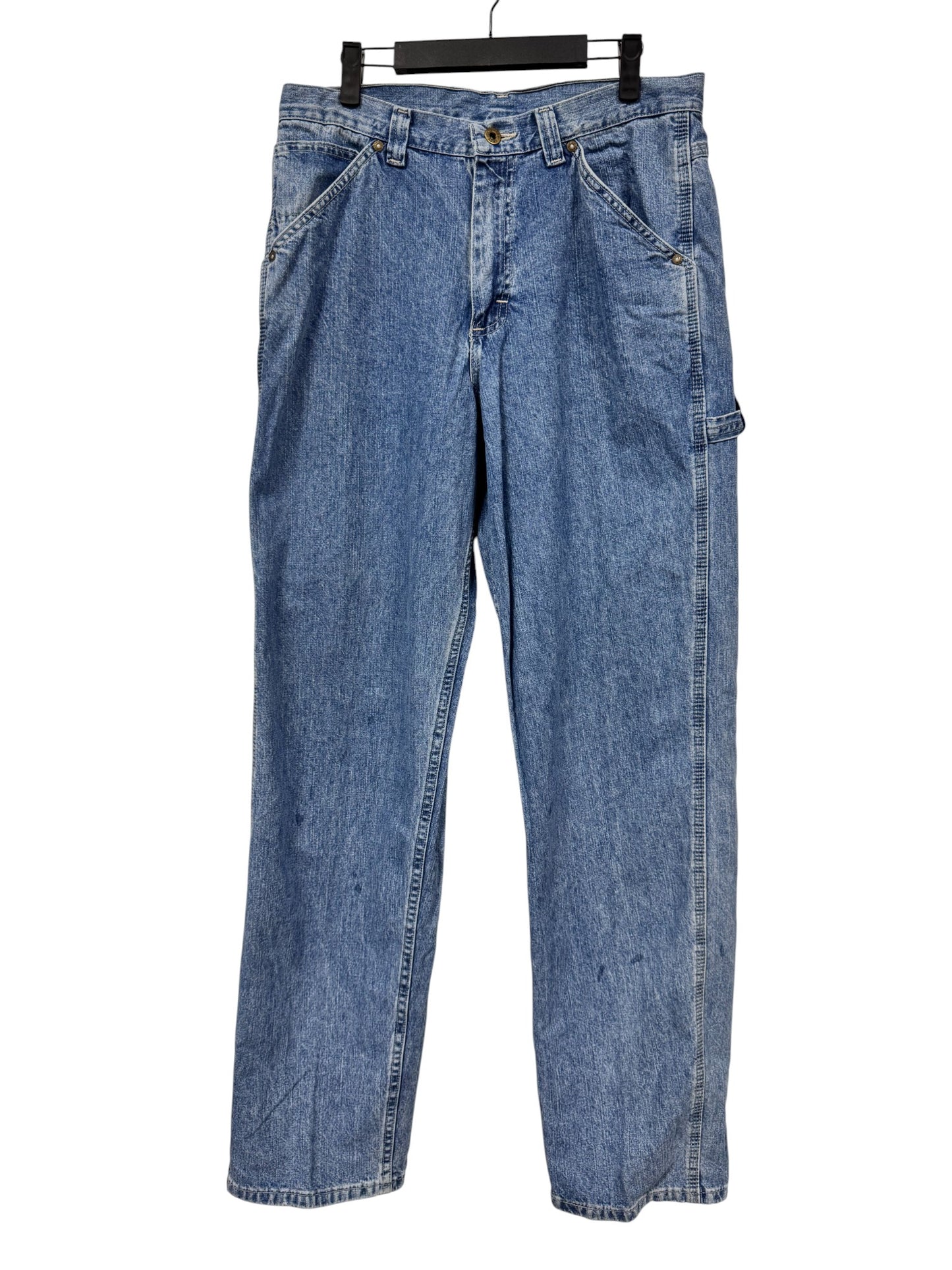 Vintage 90's Lee Denim Cargo Pocket Carpenter Jeans Size 32x34