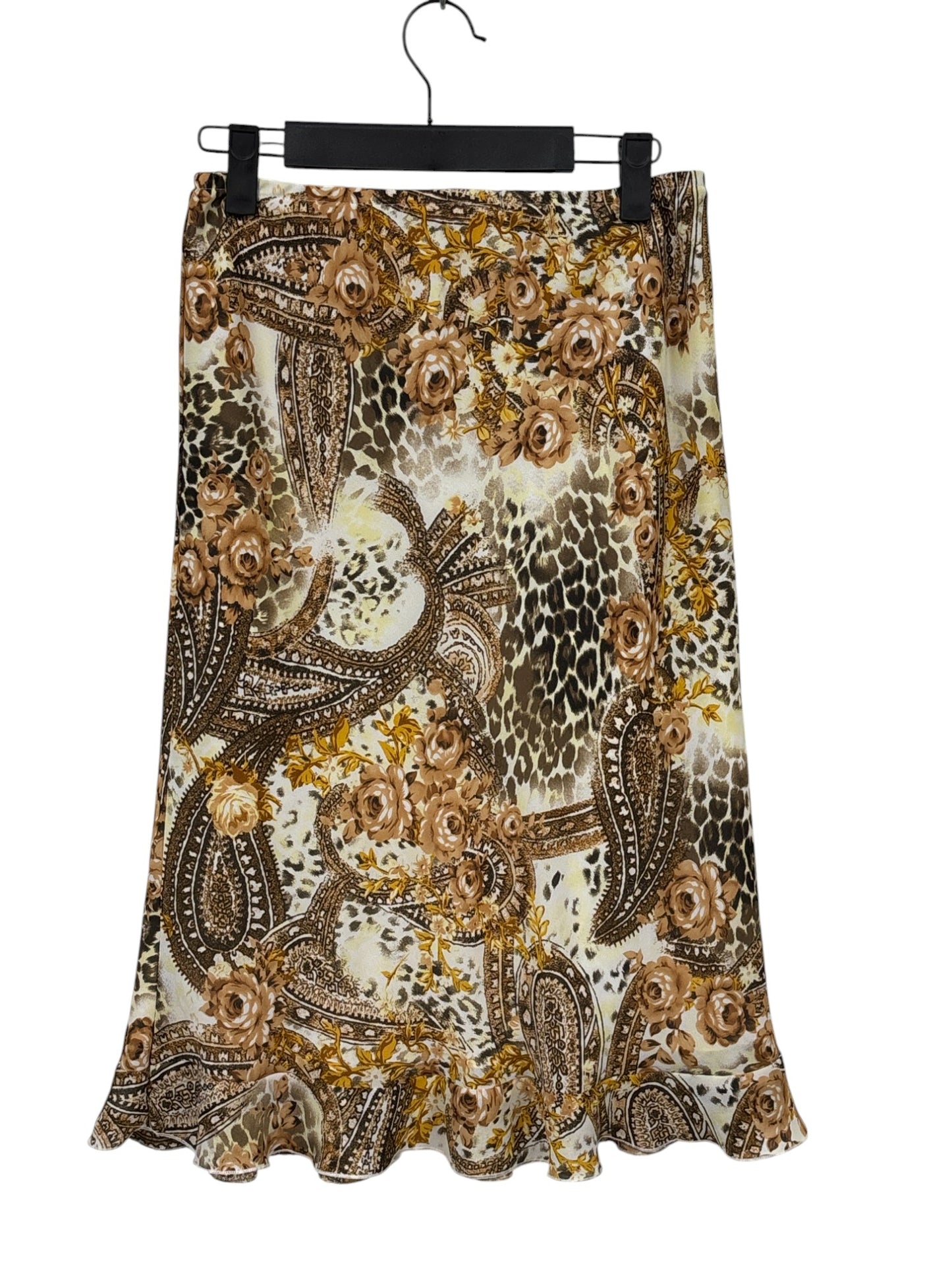 Vintage 90's Women's Leopard Paisley Print Maxi Skirt Size Small