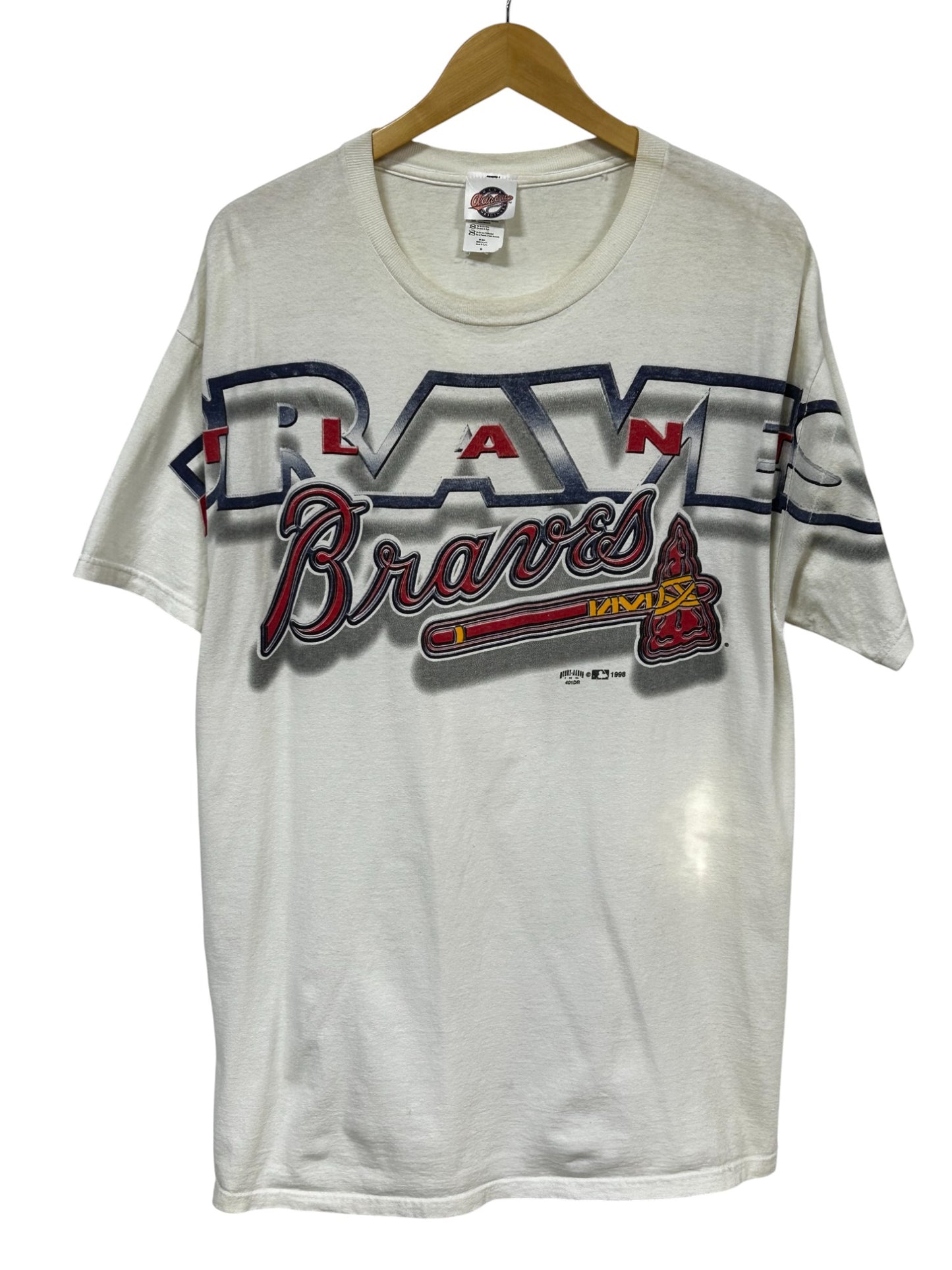 Vintage 1998 Atlanta Braves Big Print Baseball Graphic Tee Size XL